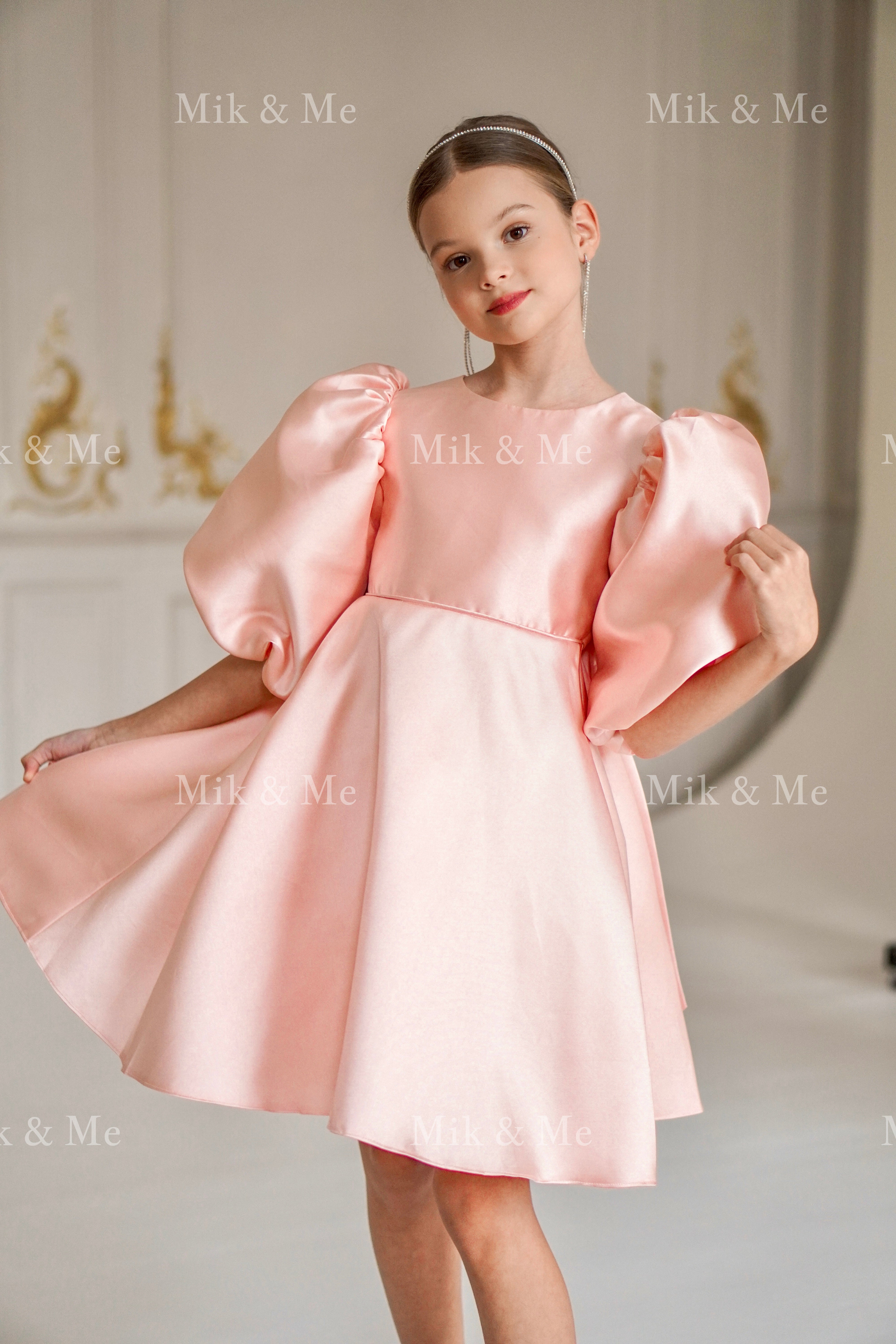 Beatrice Special Occasion Satin Girls Dress (Made to order) MK006