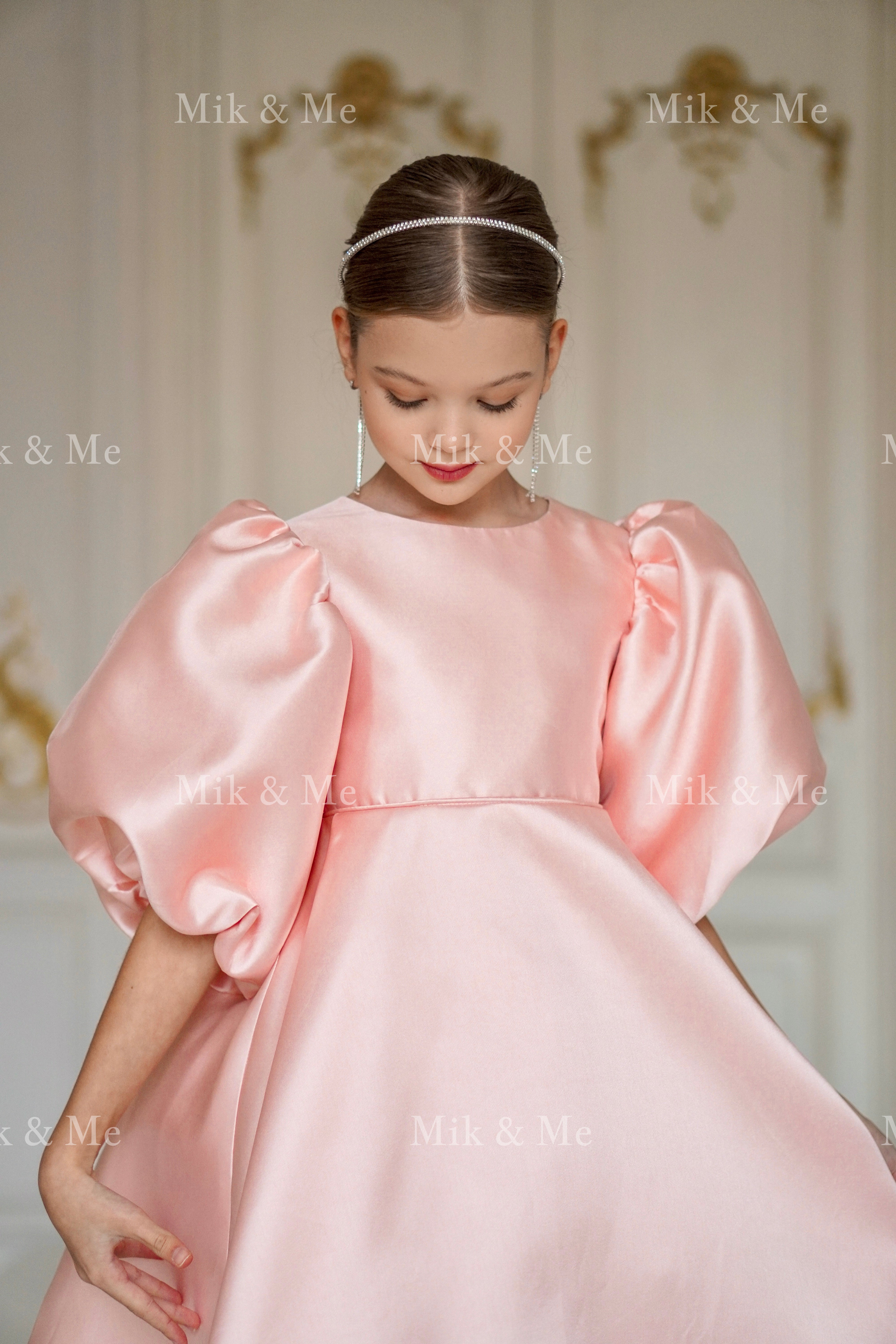 Beatrice Special Occasion Satin Girls Dress (Made to order) MK006