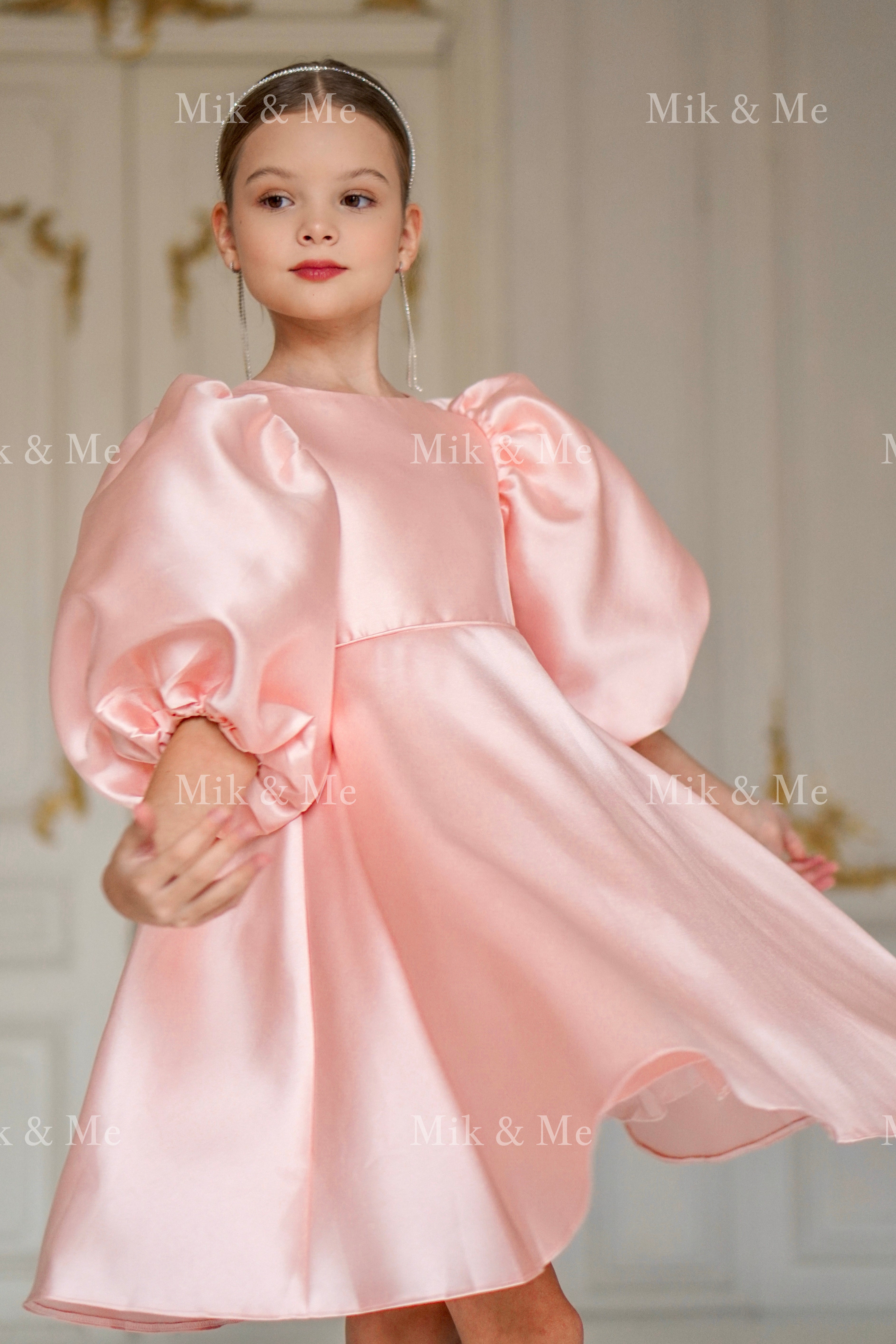 Beatrice Special Occasion Satin Girls Dress (Made to order) MK006