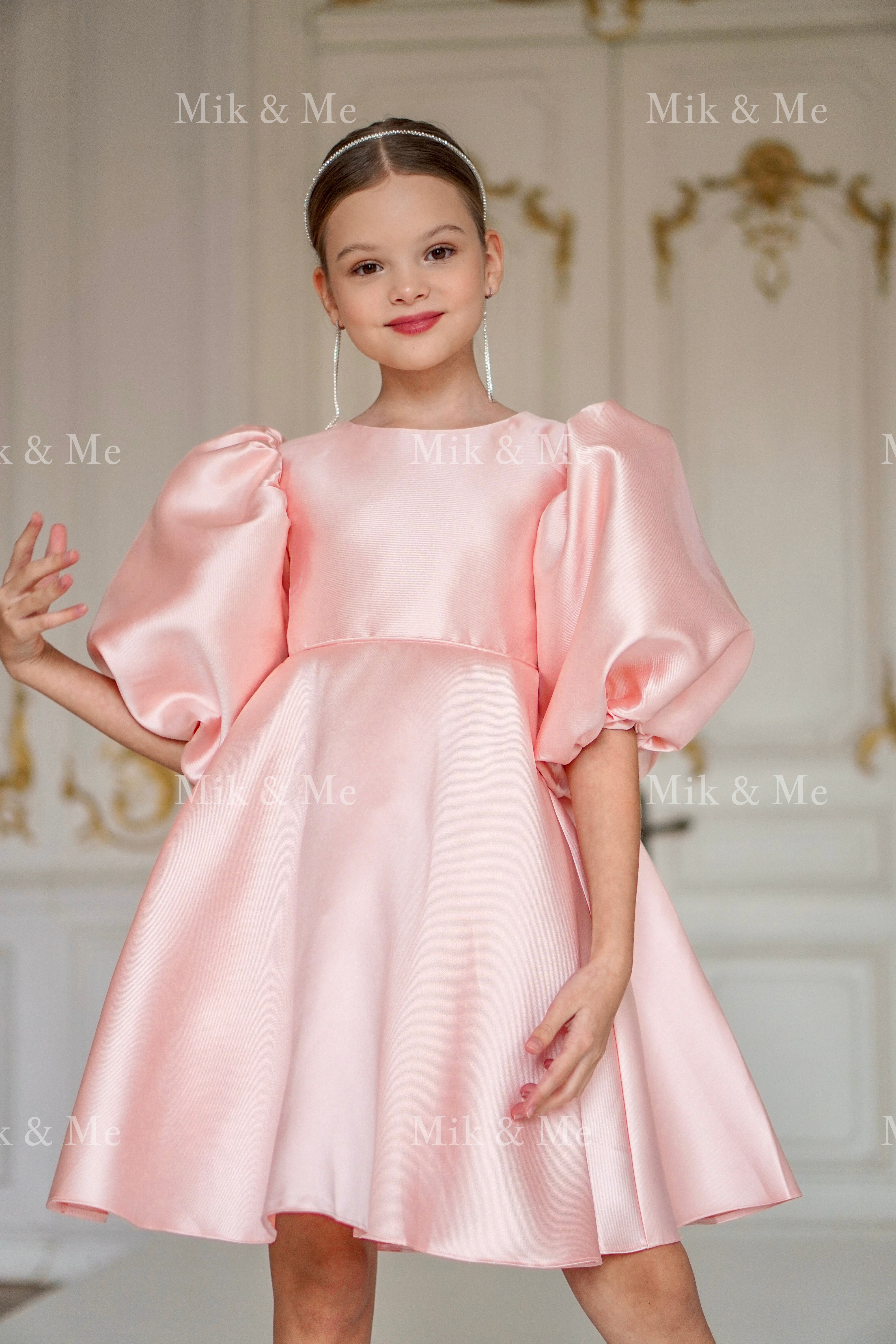 Beatrice Special Occasion Satin Girls Dress (Made to order) MK006