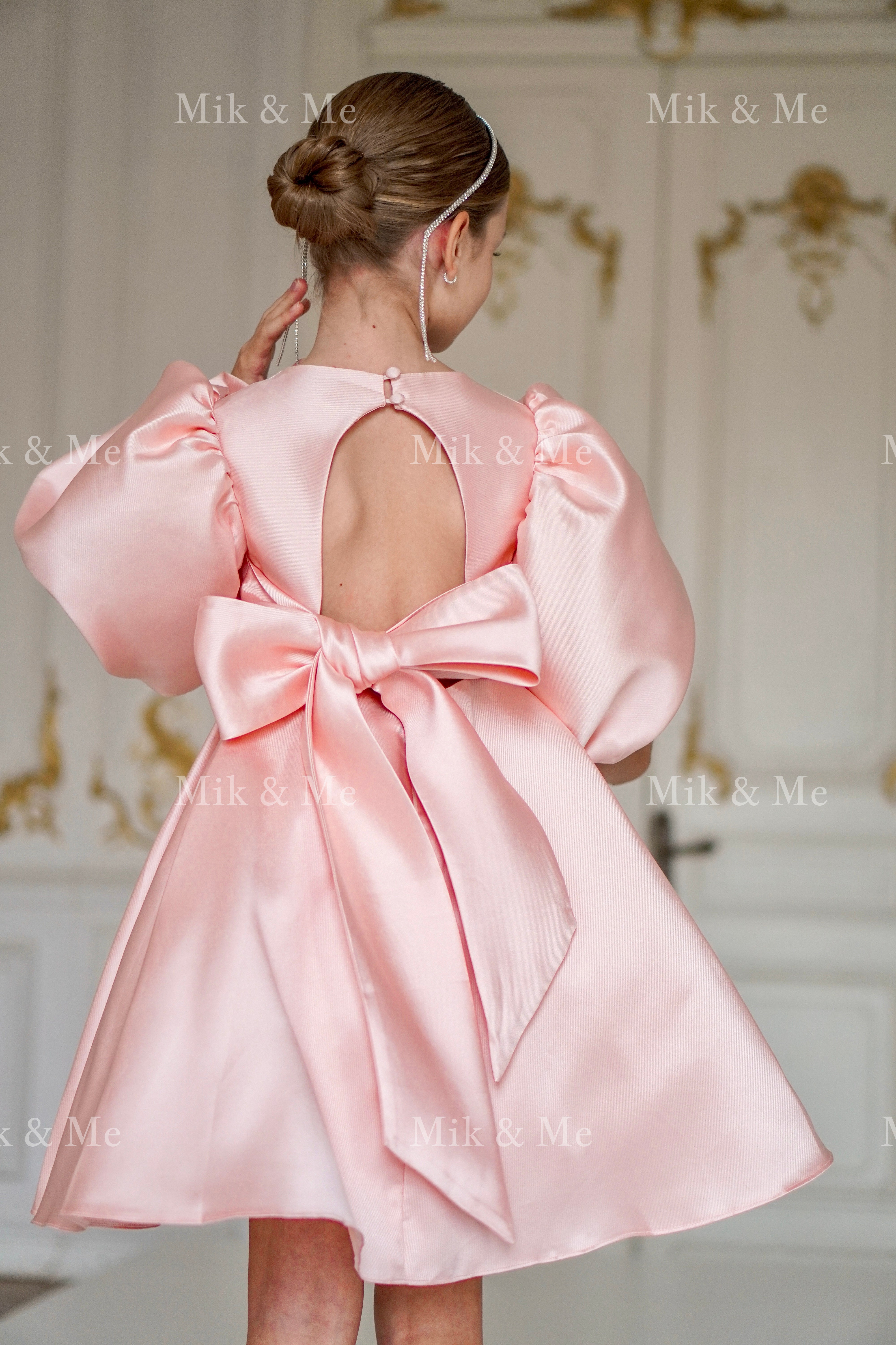 Beatrice Special Occasion Satin Girls Dress (Made to order) MK006