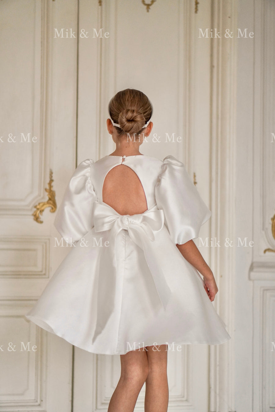 Beatrice Special Occasion Satin Girls Dress (Made to order)