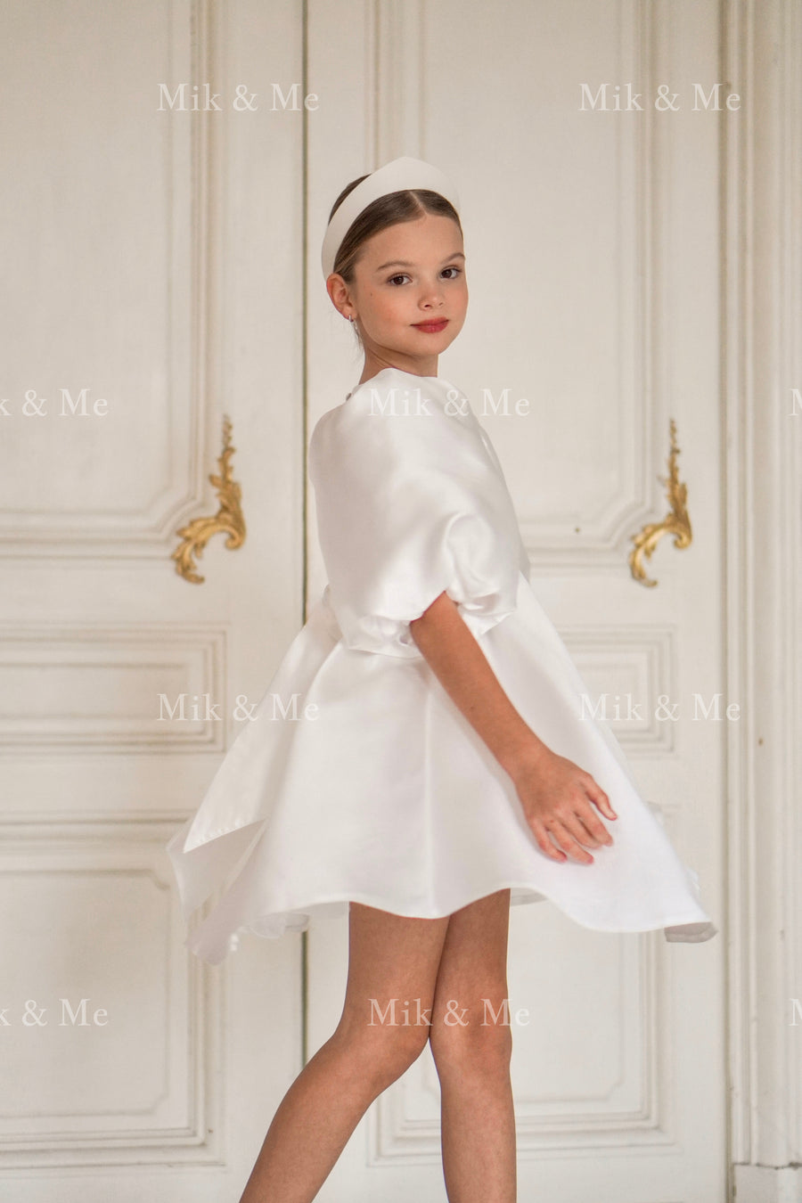 Beatrice Special Occasion Satin Girls Dress (Made to order)