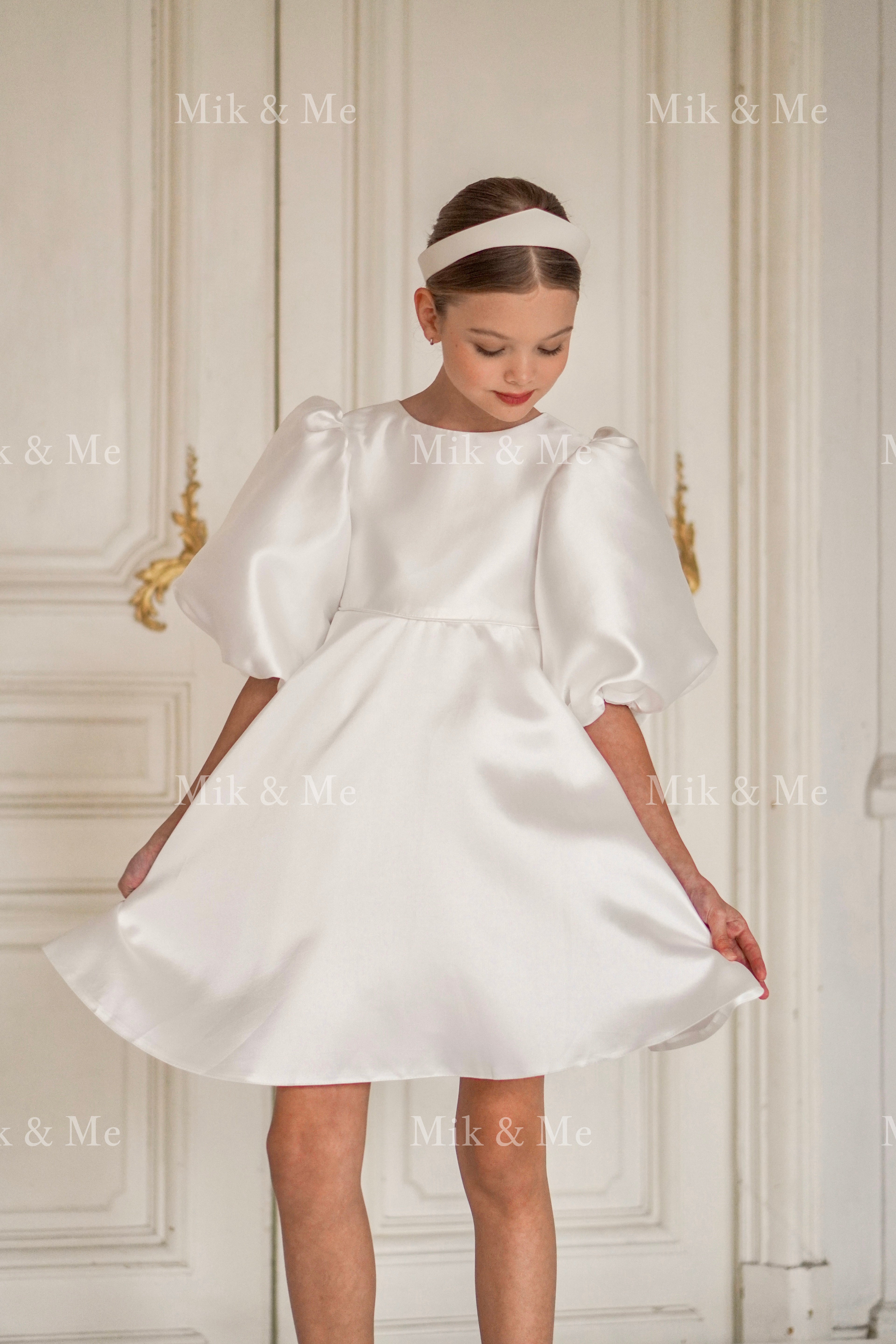 Beatrice Special Occasion Satin Girls Dress (Made to order) MK006