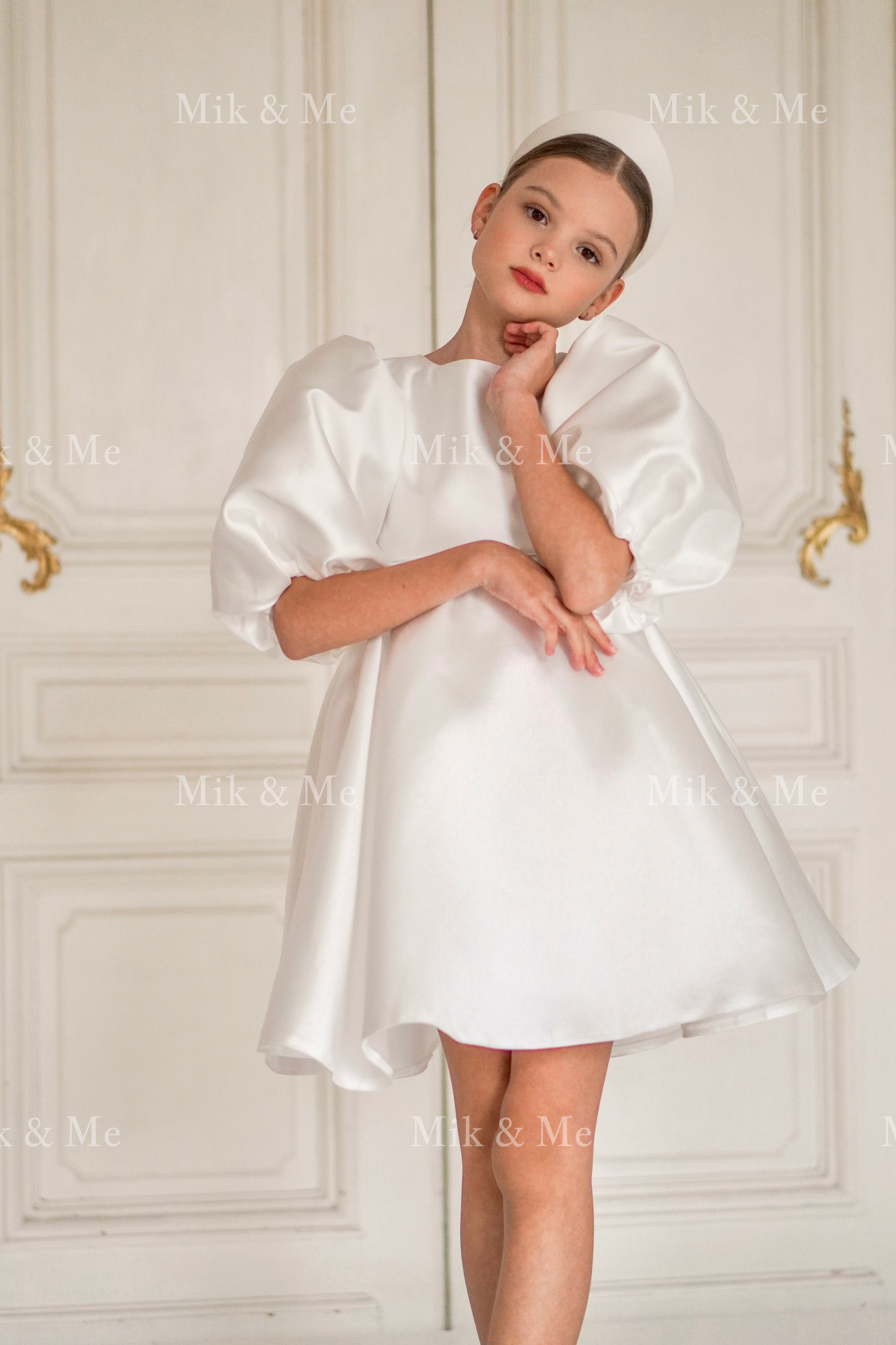 Beatrice Special Occasion Satin Girls Dress (Made to order) MK006