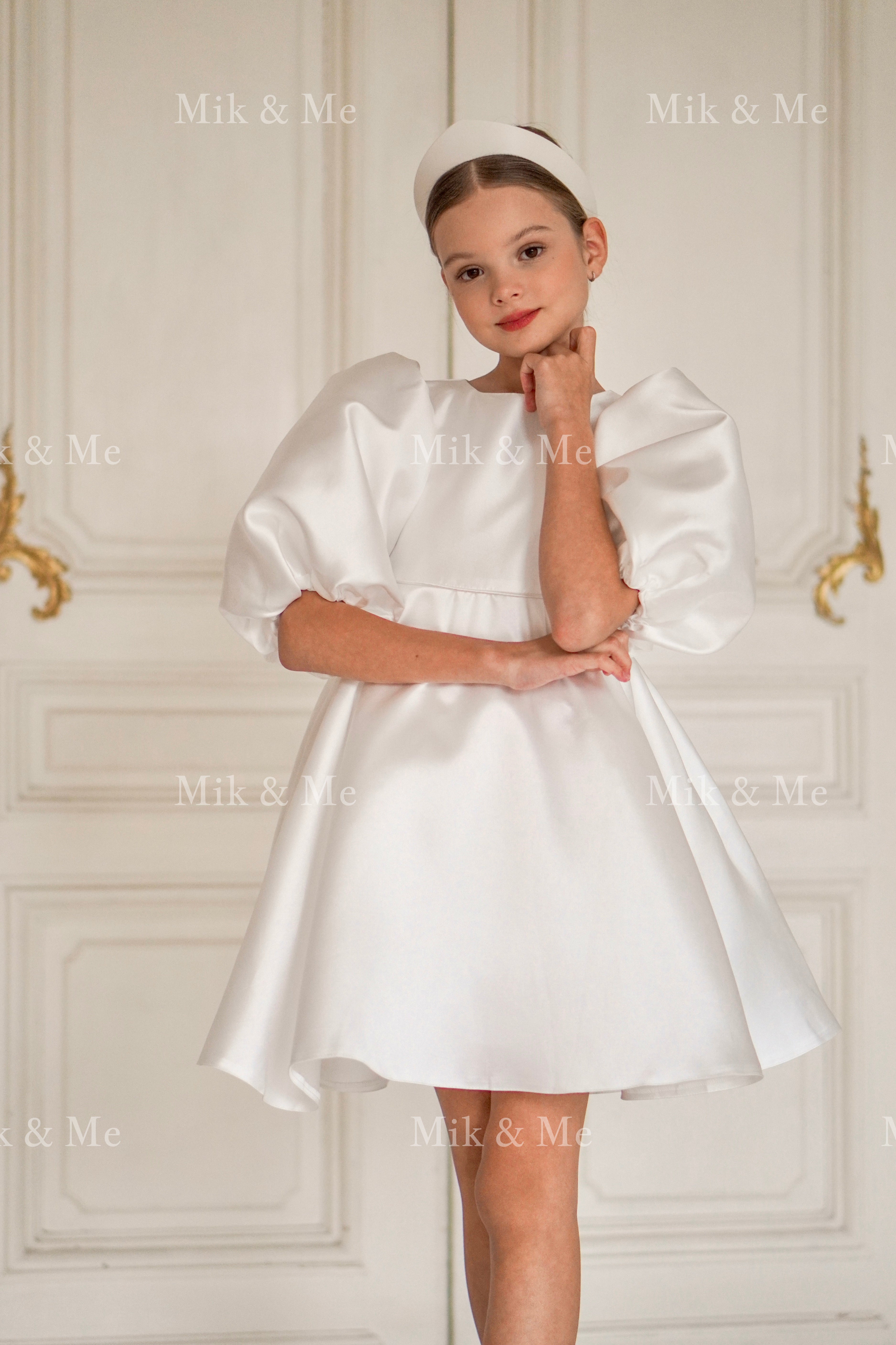 Beatrice Special Occasion Satin Girls Dress (Made to order) MK006