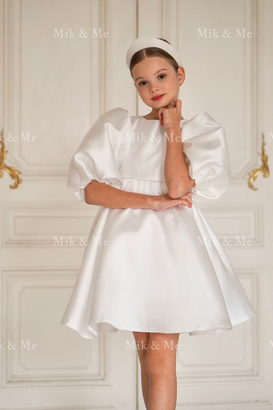 Beatrice Special Occasion Satin Girls Dress (Made to order)