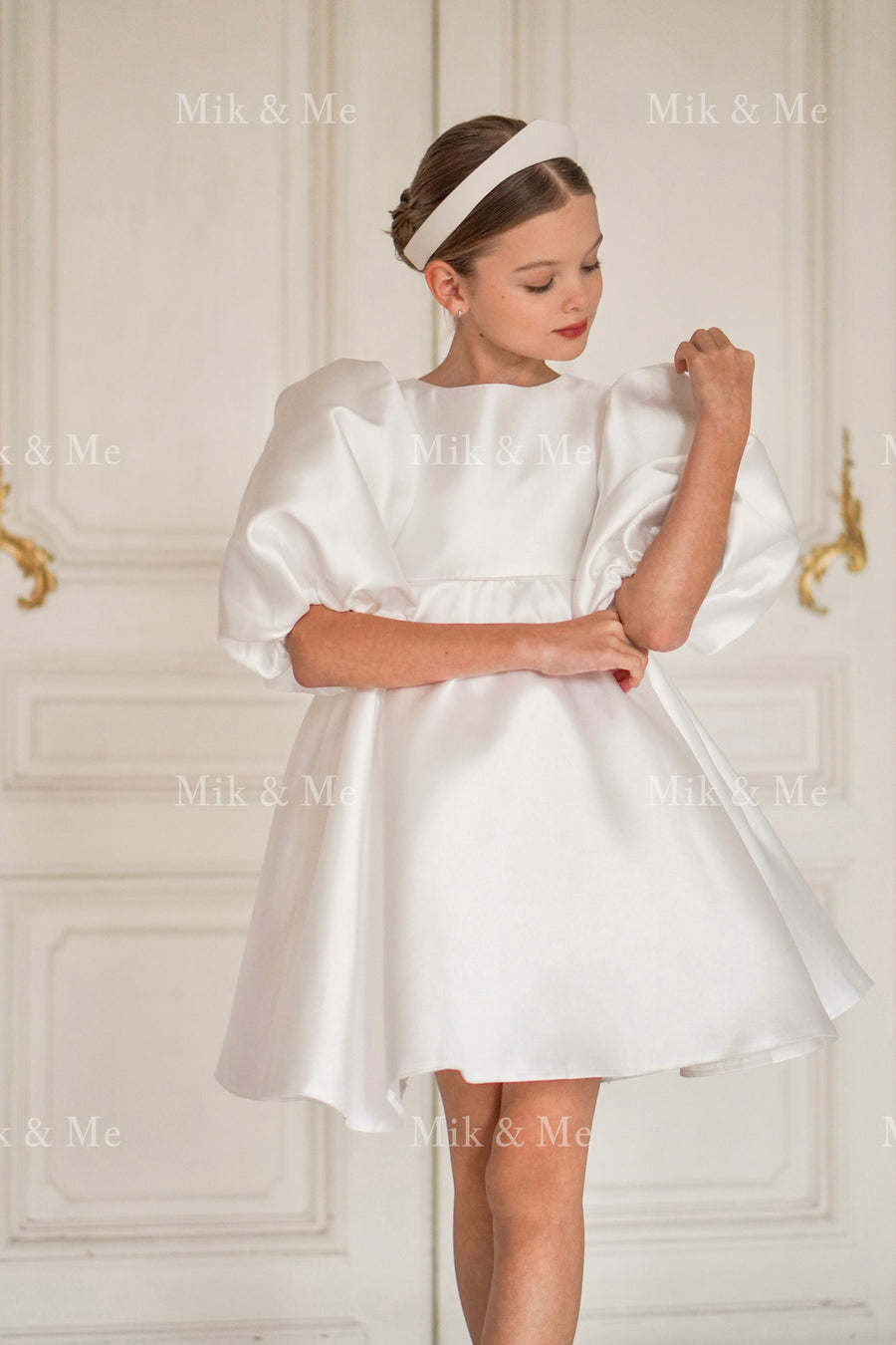 Beatrice Special Occasion Satin Girls Dress (Made to order)