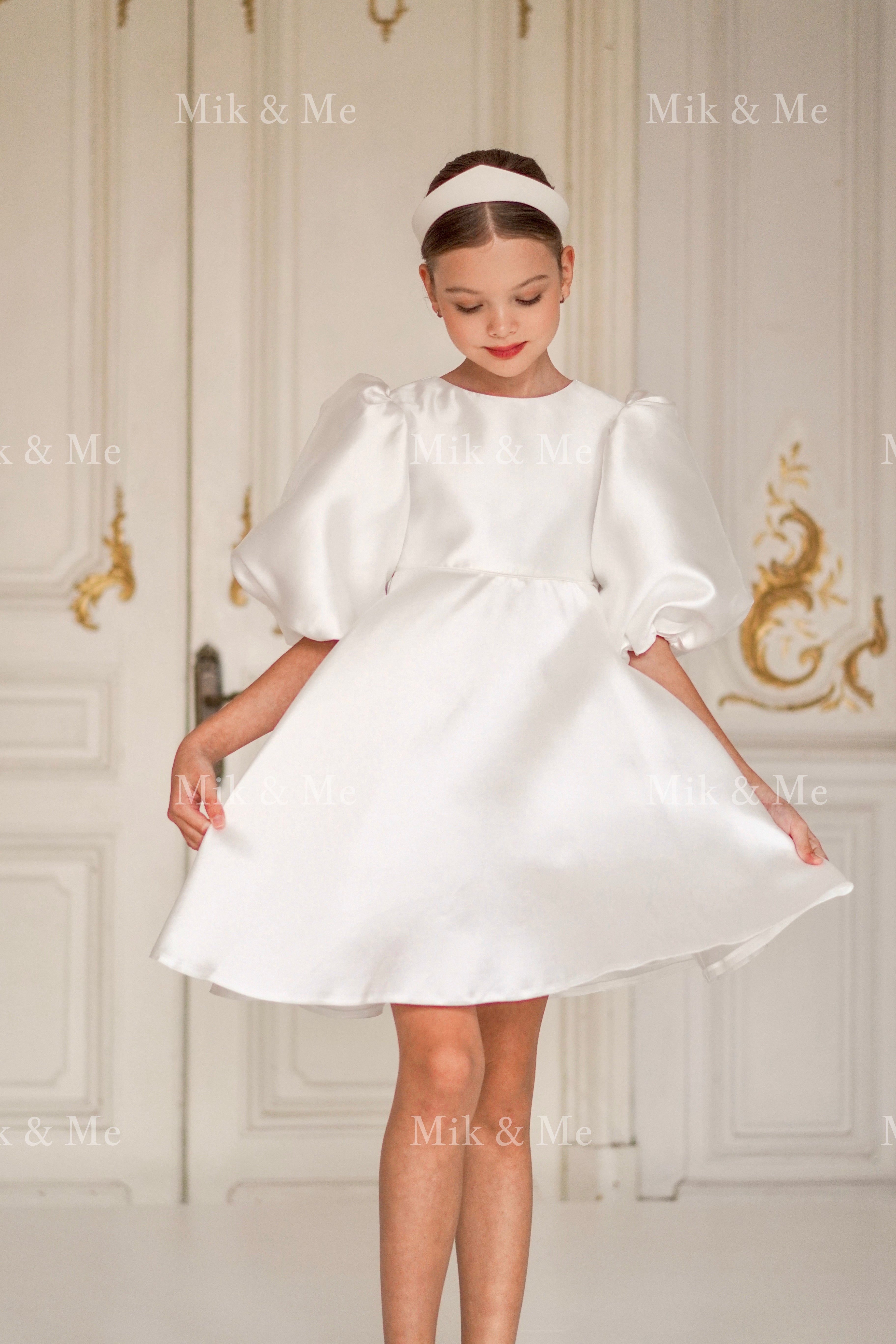Beatrice Special Occasion Satin Girls Dress (Made to order) MK006