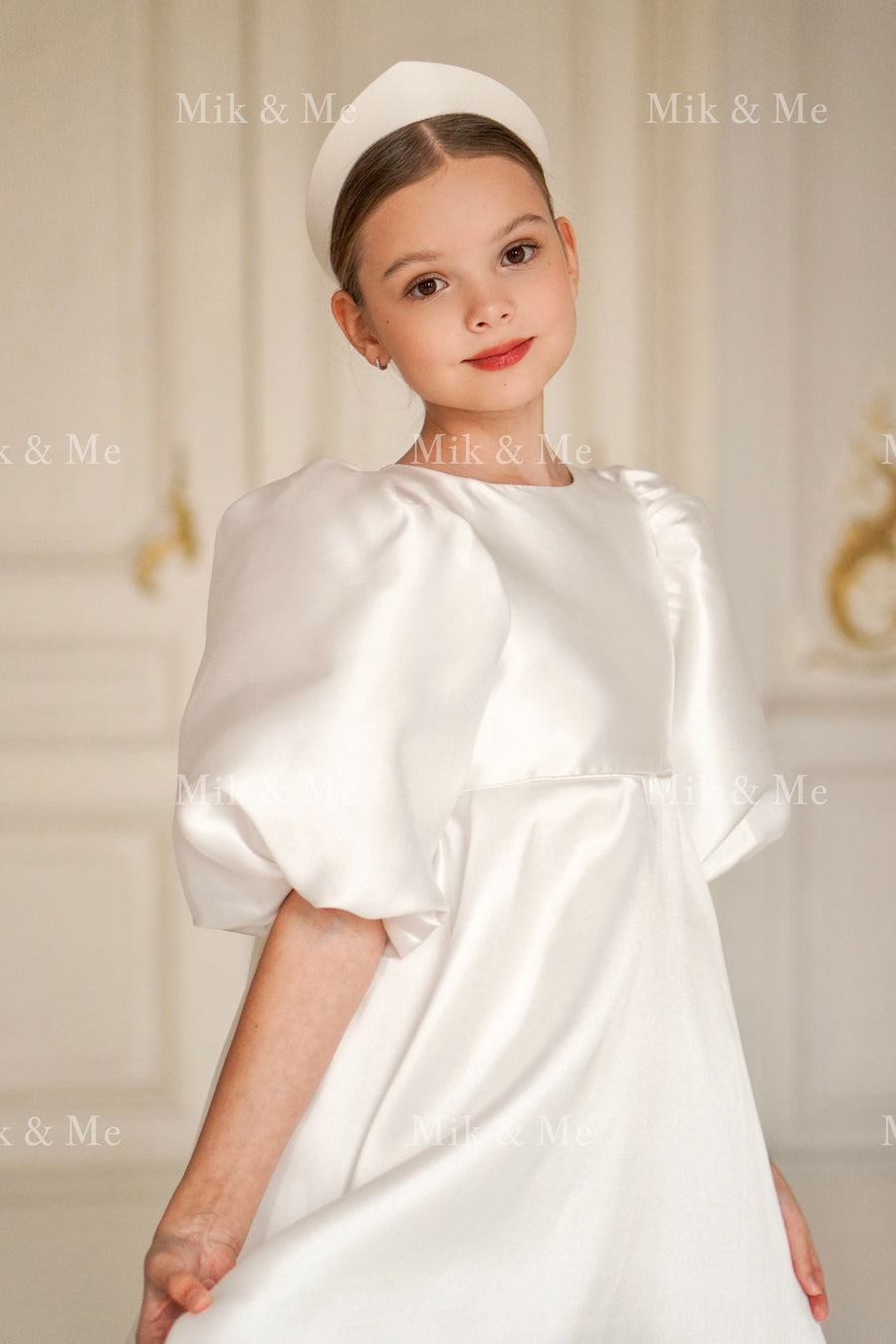 Beatrice Special Occasion Satin Girls Dress (Made to order)