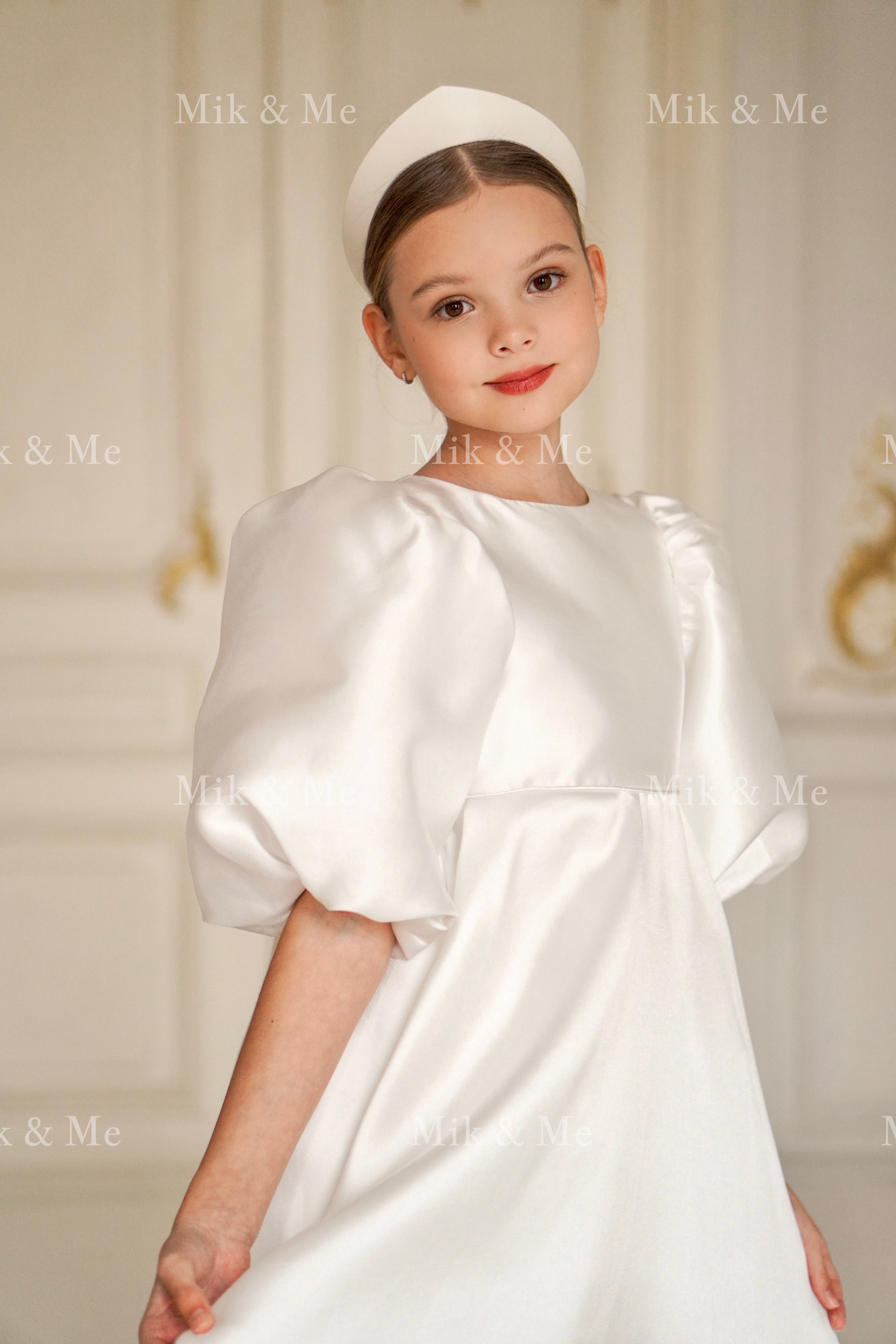 Beatrice Special Occasion Satin Girls Dress (Made to order) MK006