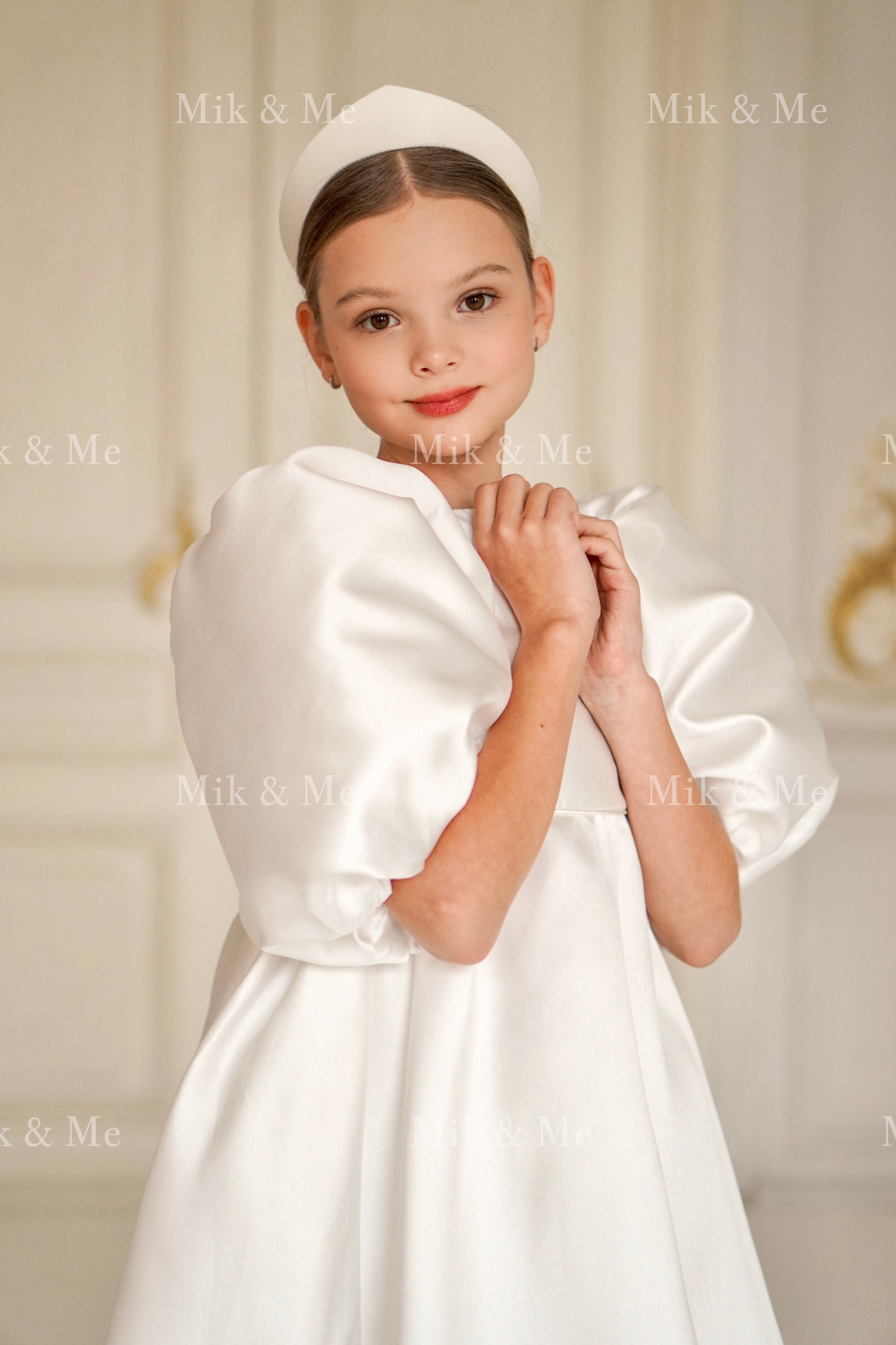 Beatrice Special Occasion Satin Girls Dress (Made to order) MK006