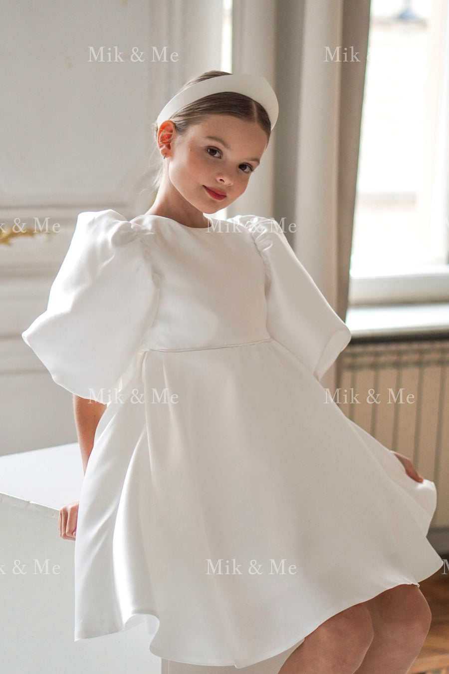 Beatrice Special Occasion Satin Girls Dress (Made to order)