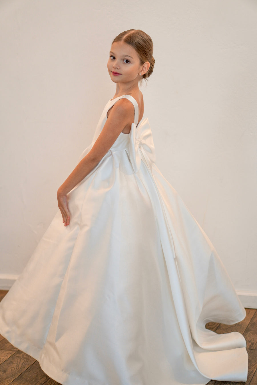 Sophia Mikado Flower Girl Dress Made to order Ivory