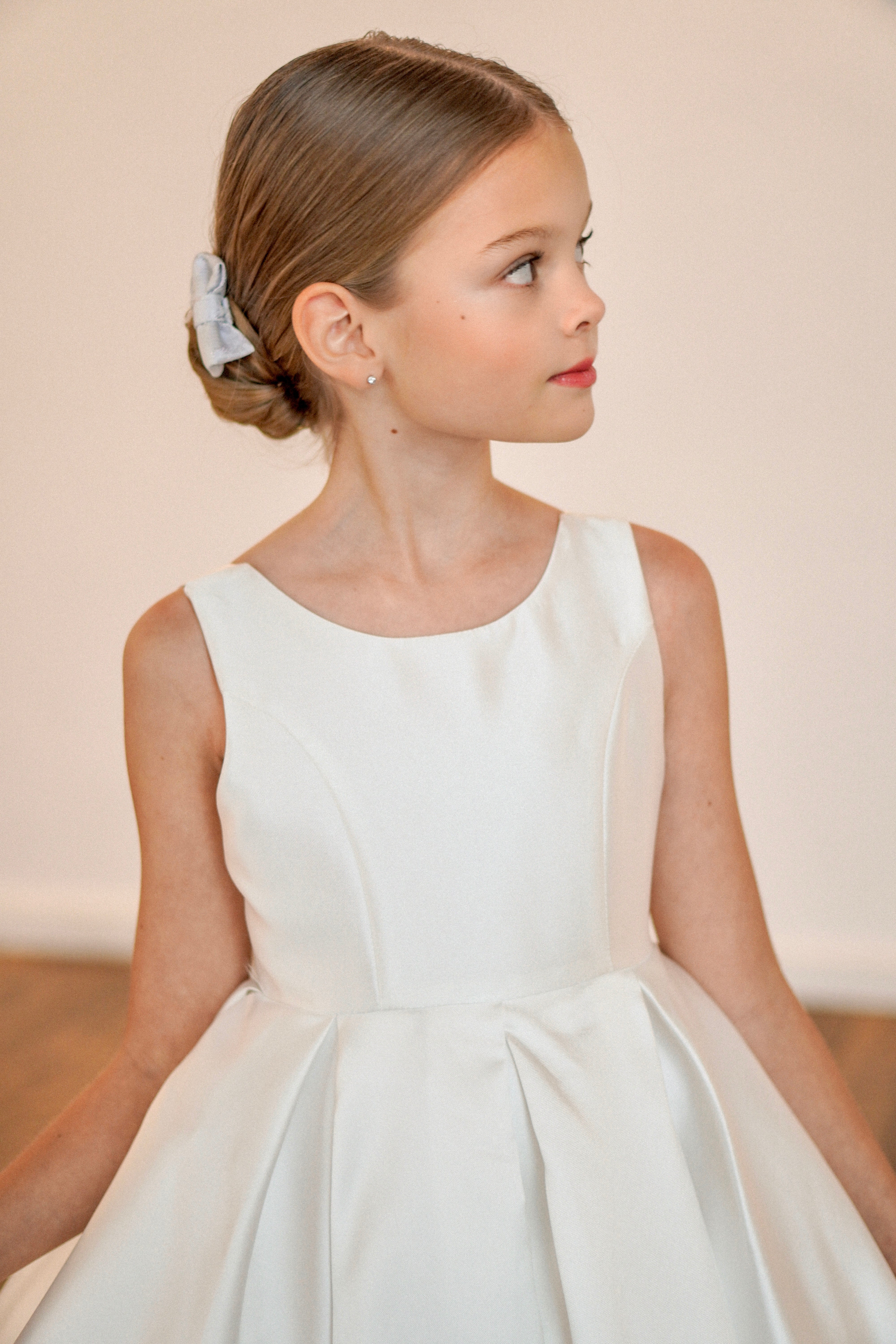 Sophia Mikado Blumenmädchenkleid (Auf Bestellung) Elfenbein