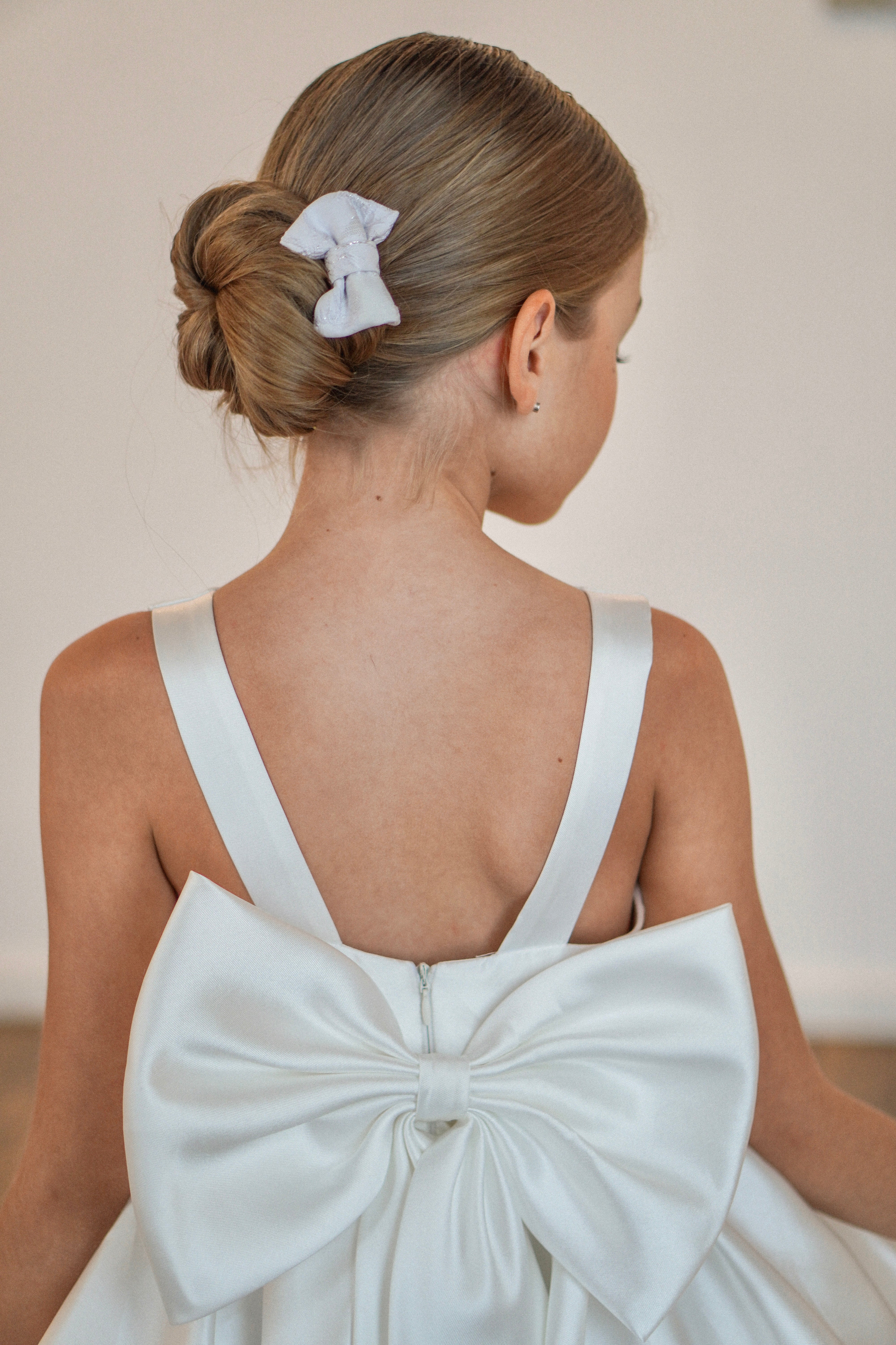 Sophia Mikado Blumenmädchenkleid (Auf Bestellung) Elfenbein