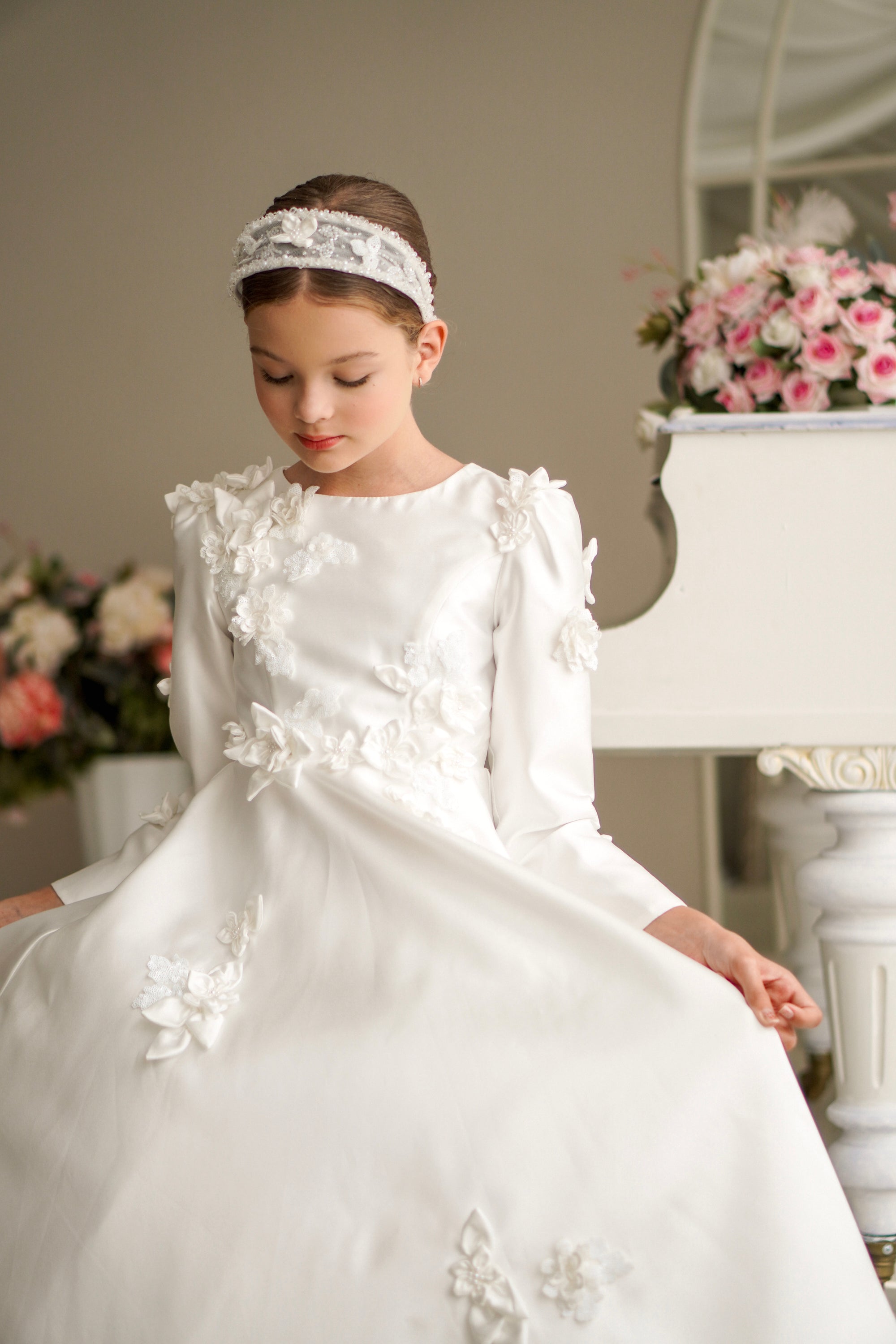 Mikado Satin Dress &amp; Hair Band  MK042