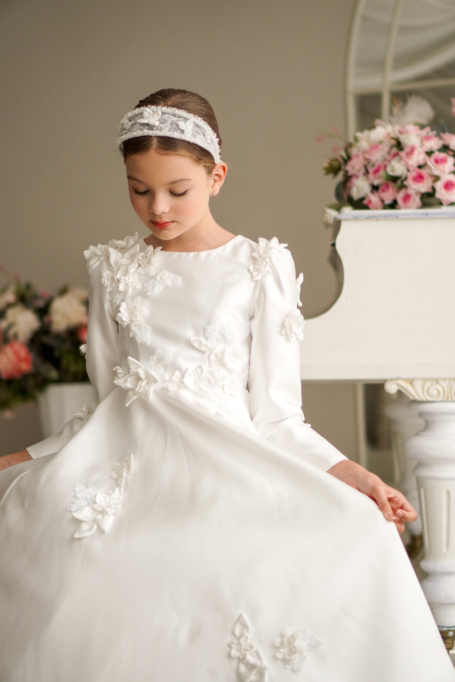Mikado Satin Dress & Hair Band