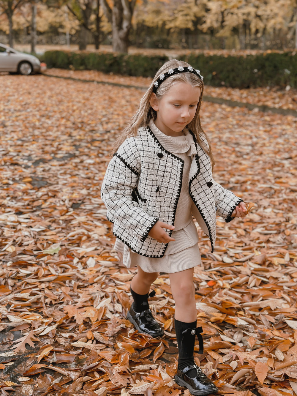 Tweedjacke für Mädchen mit Sherpa-Futter
