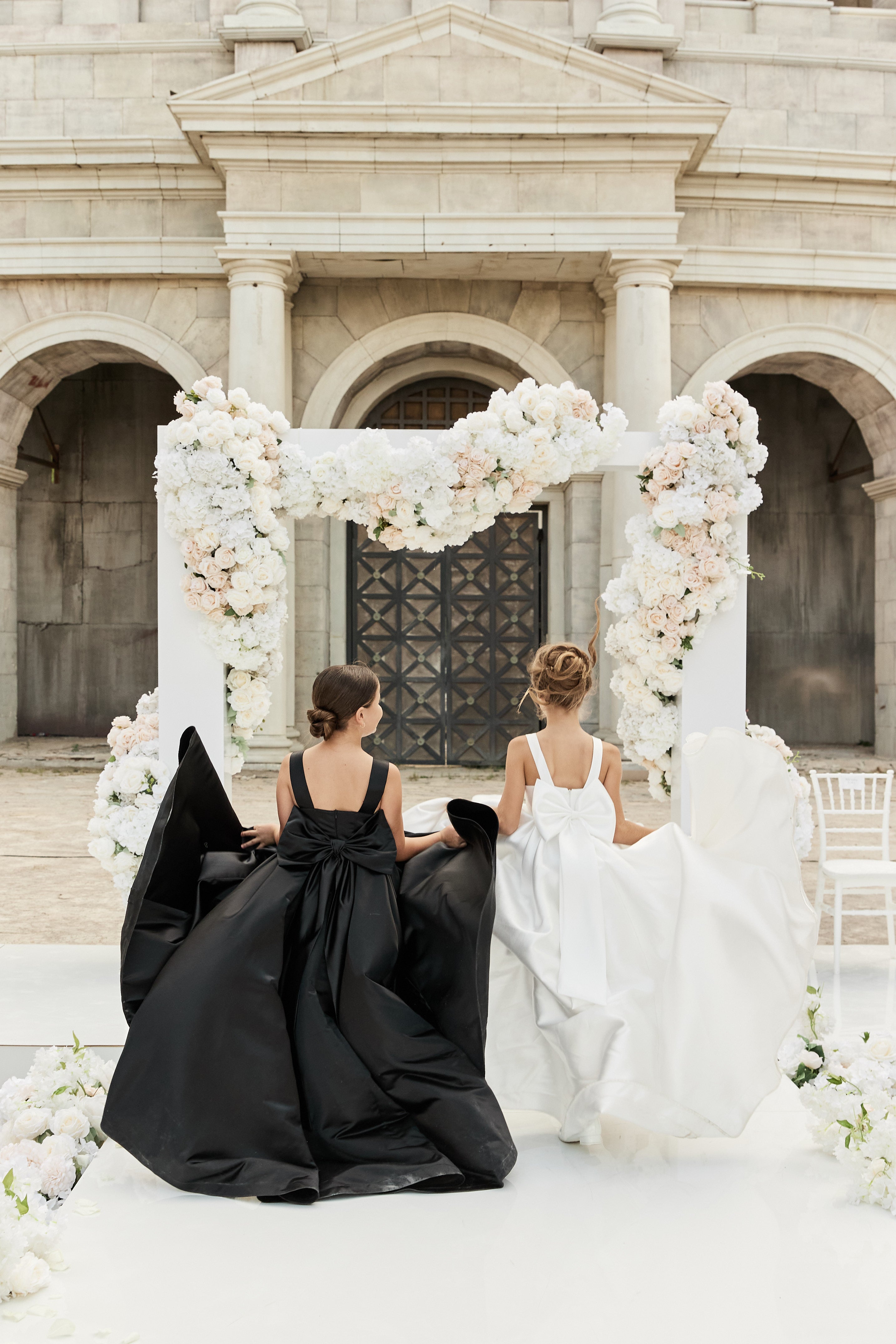 Sophia Mikado Blumenmädchenkleid (Auf Bestellung) Elfenbein