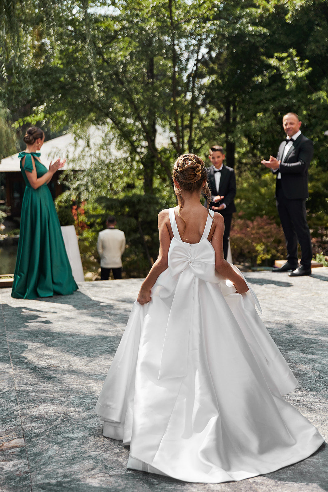 Sophia Mikado Blumenmädchenkleid (Auf Bestellung) Elfenbein