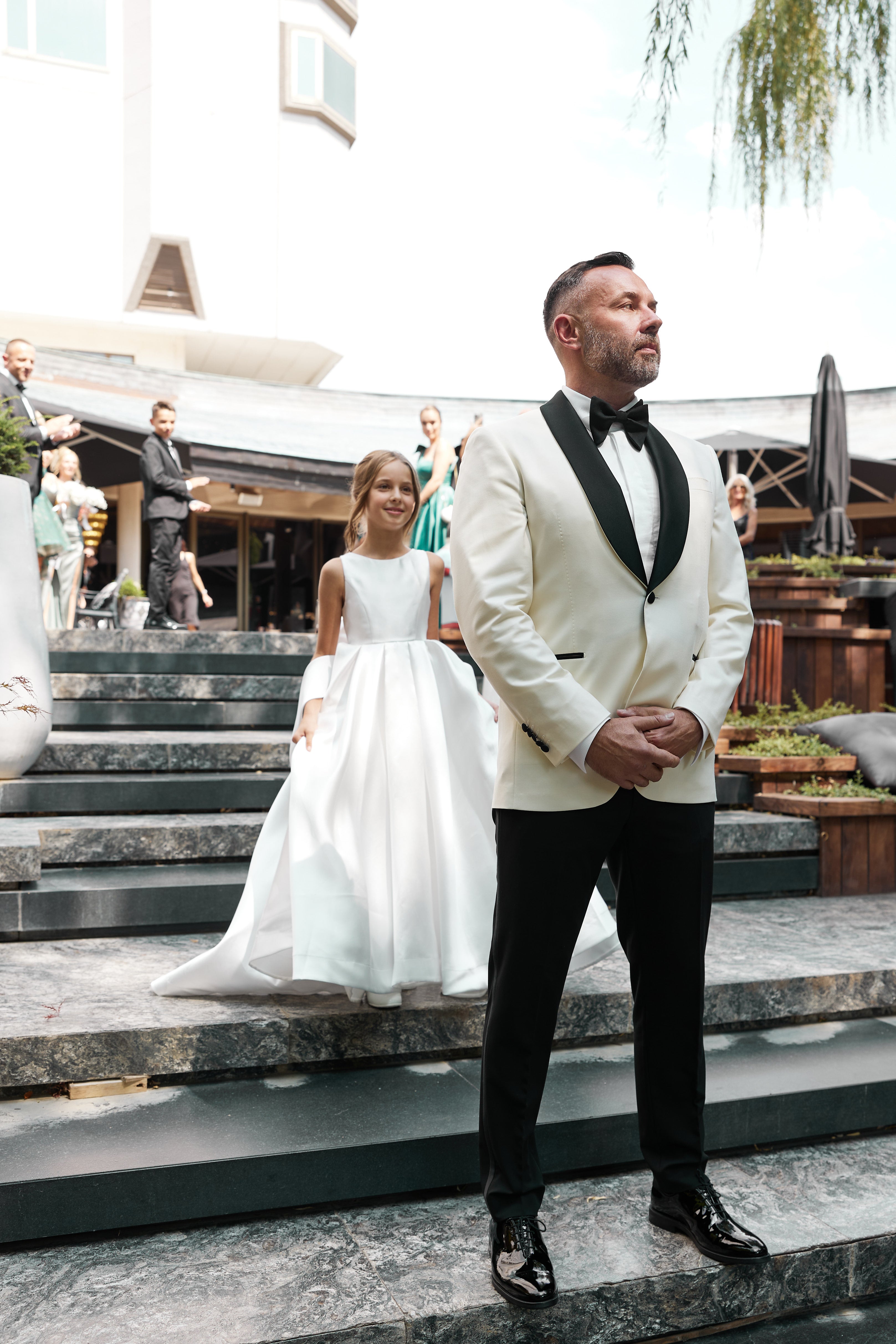 Sophia Mikado Blumenmädchenkleid (Auf Bestellung) Elfenbein