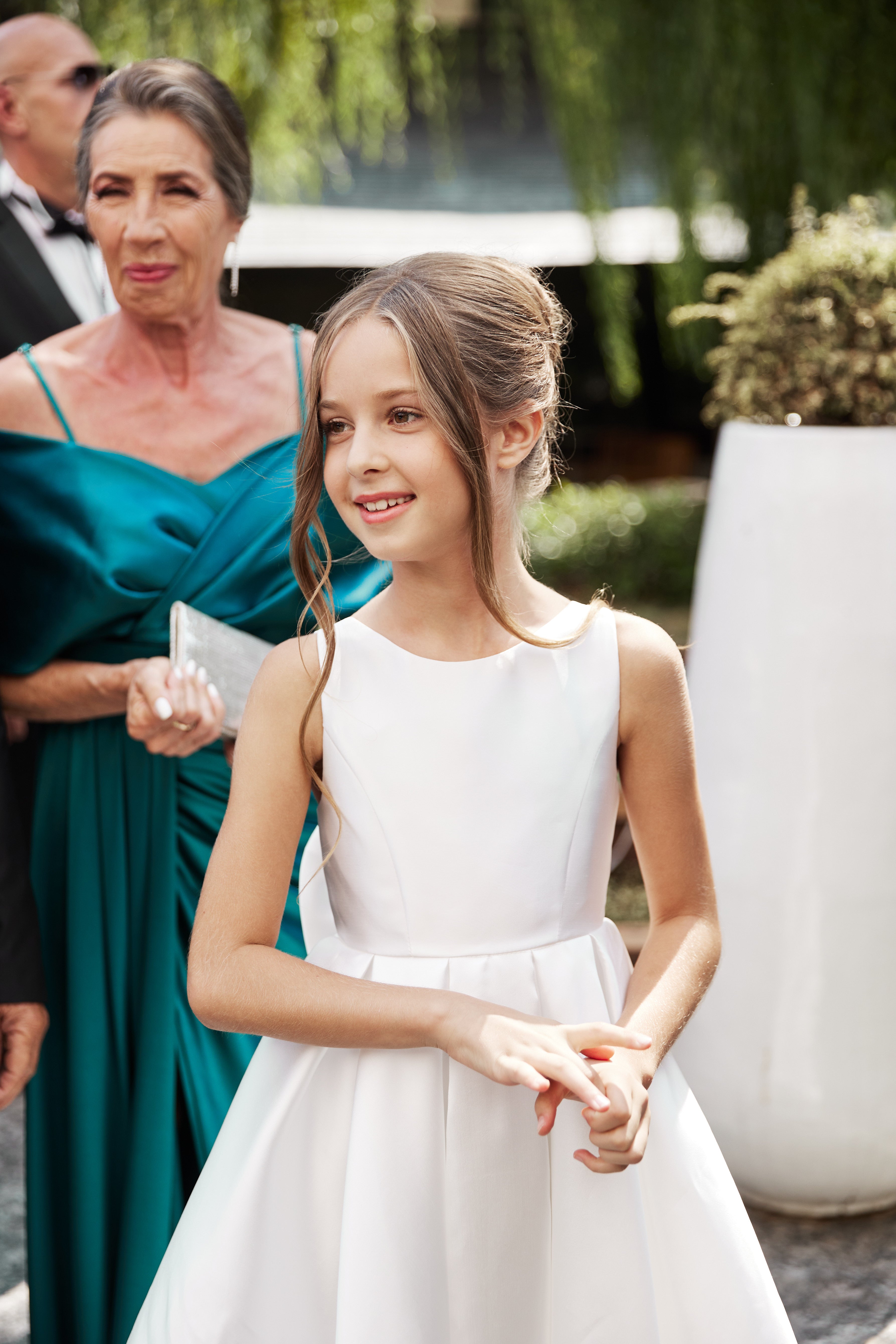 Sophia Mikado Blumenmädchenkleid (Auf Bestellung) Elfenbein