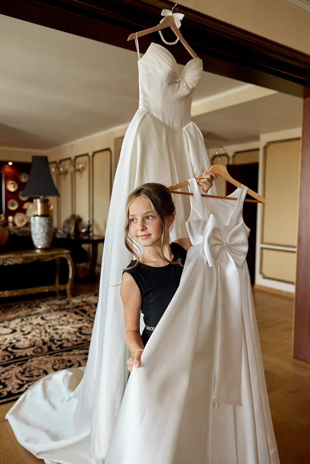 Sophia Mikado Blumenmädchenkleid (Auf Bestellung) Elfenbein