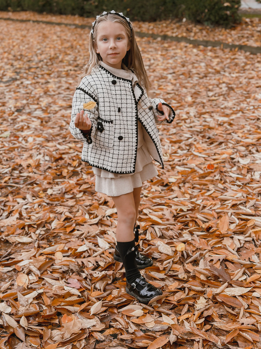 Tweed Girls Jacket With Sherpa Lining