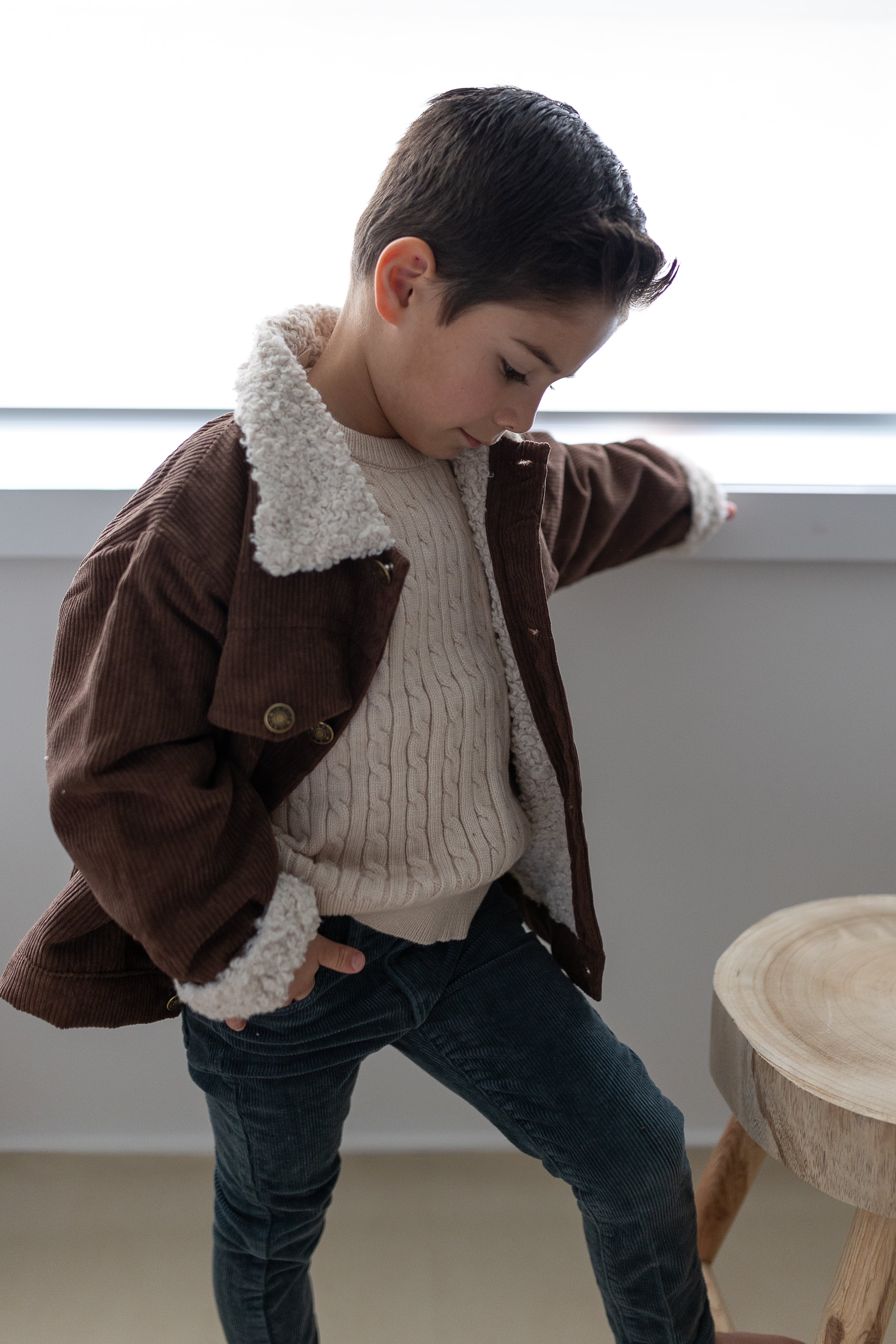 Corduroy Jacket - Beige / Brown