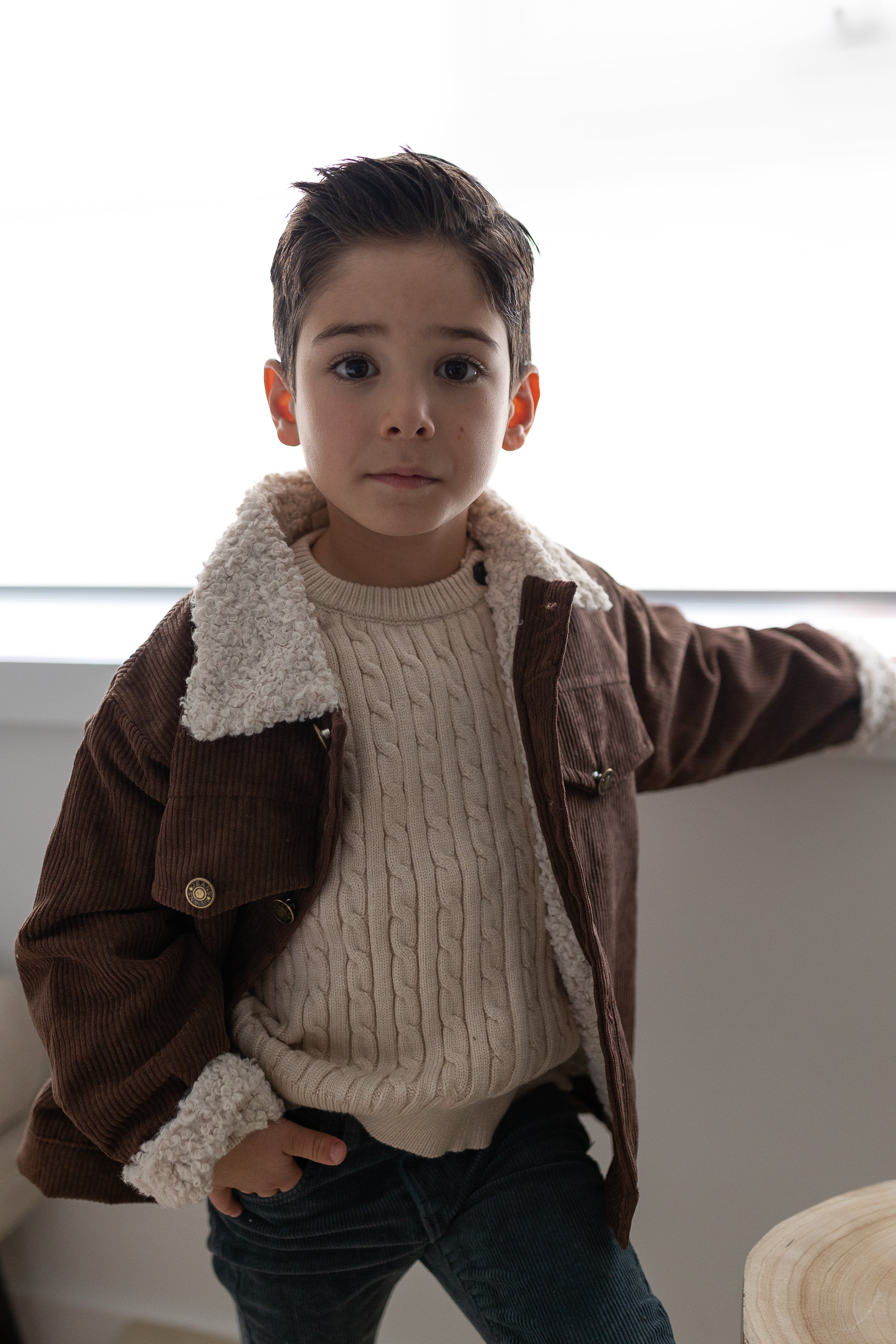 Corduroy Jacket - Beige / Brown