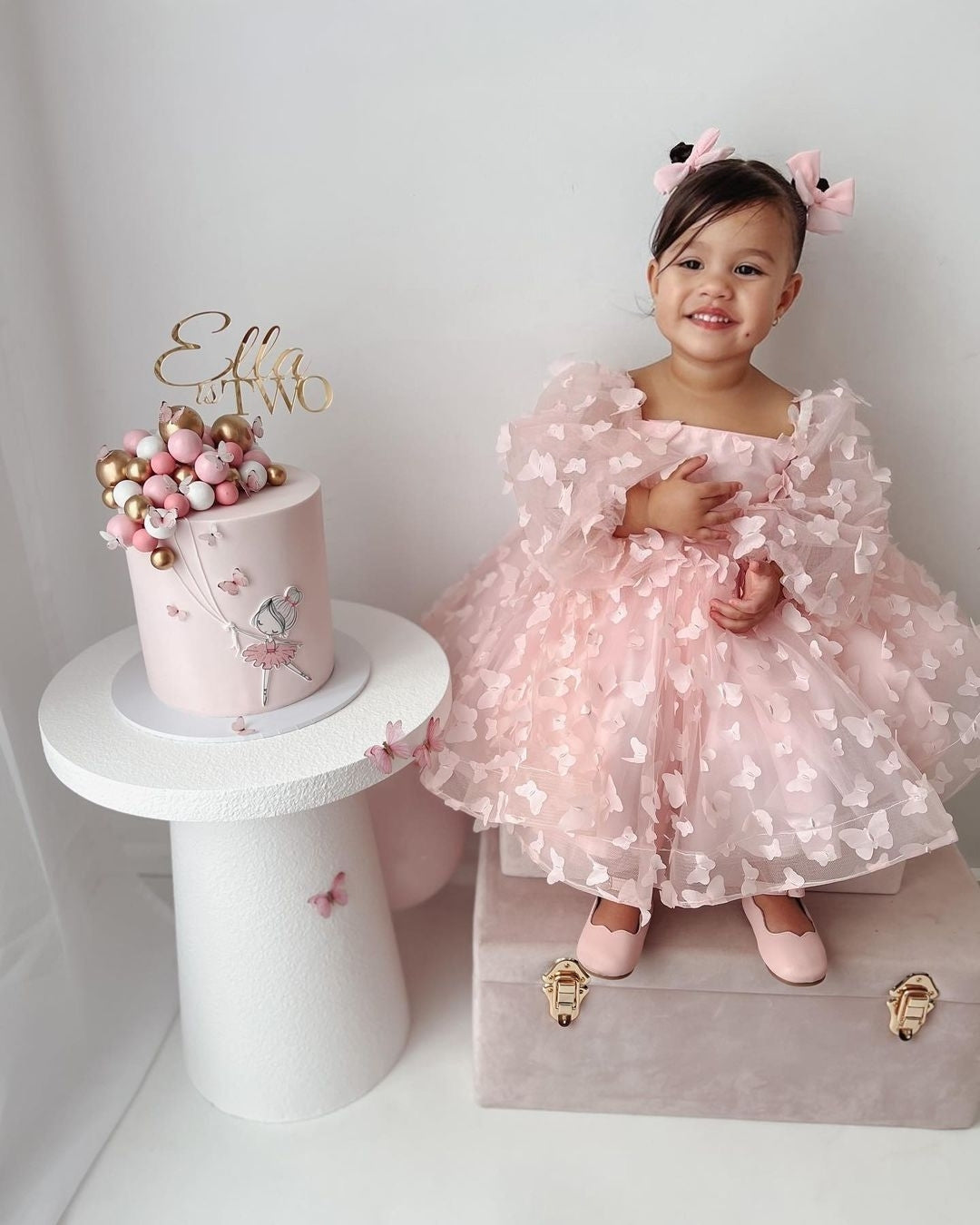 خصم 100 دولار! الرمز: BIRTHDAY100 فستان الفراشة الوردي لعيد الميلاد الأكثر مبيعًا