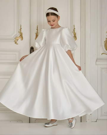 Beatrice Floor Length Special Occasion Satin Girls Dress (Made to order)