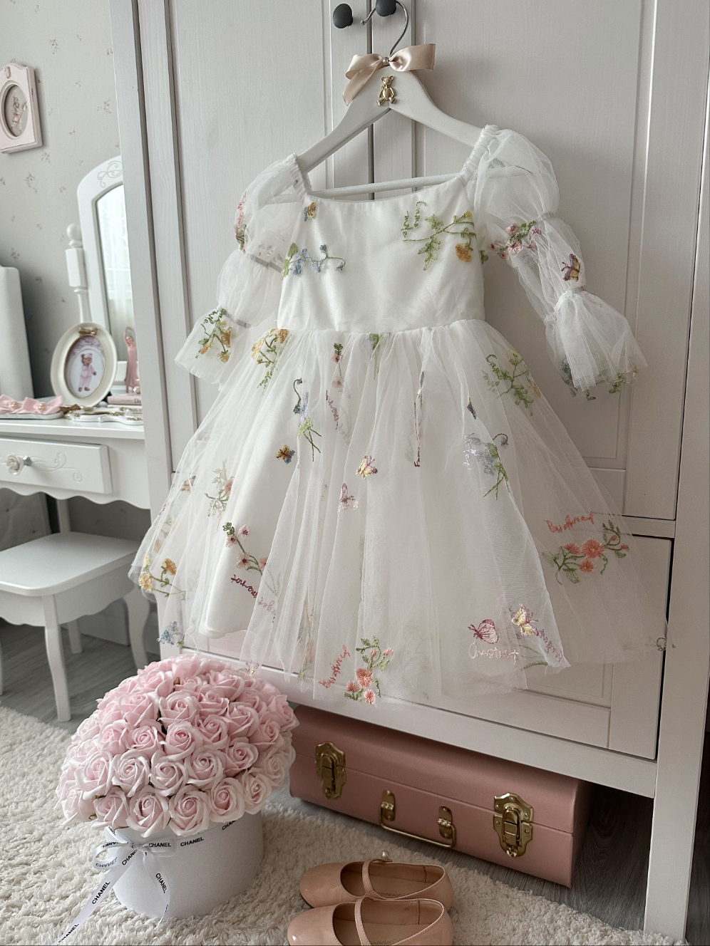 Floral White Party Dress