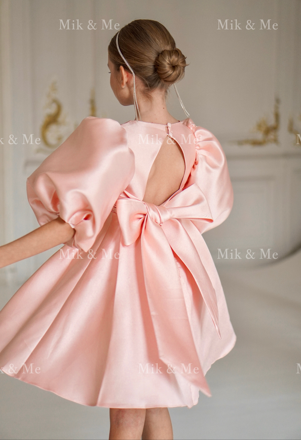 Beatrice Special Occasion Satin Girls Dress (Made to order) MK006