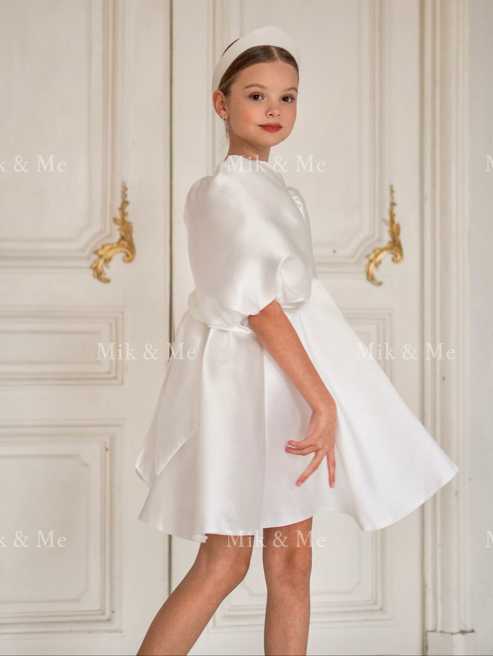 Beatrice Special Occasion Satin Girls Dress (Made to order) MK006