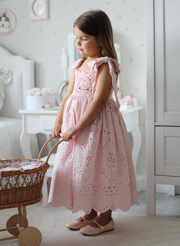 Arabella Handmade Pink Crochet Girls Dress 🌸