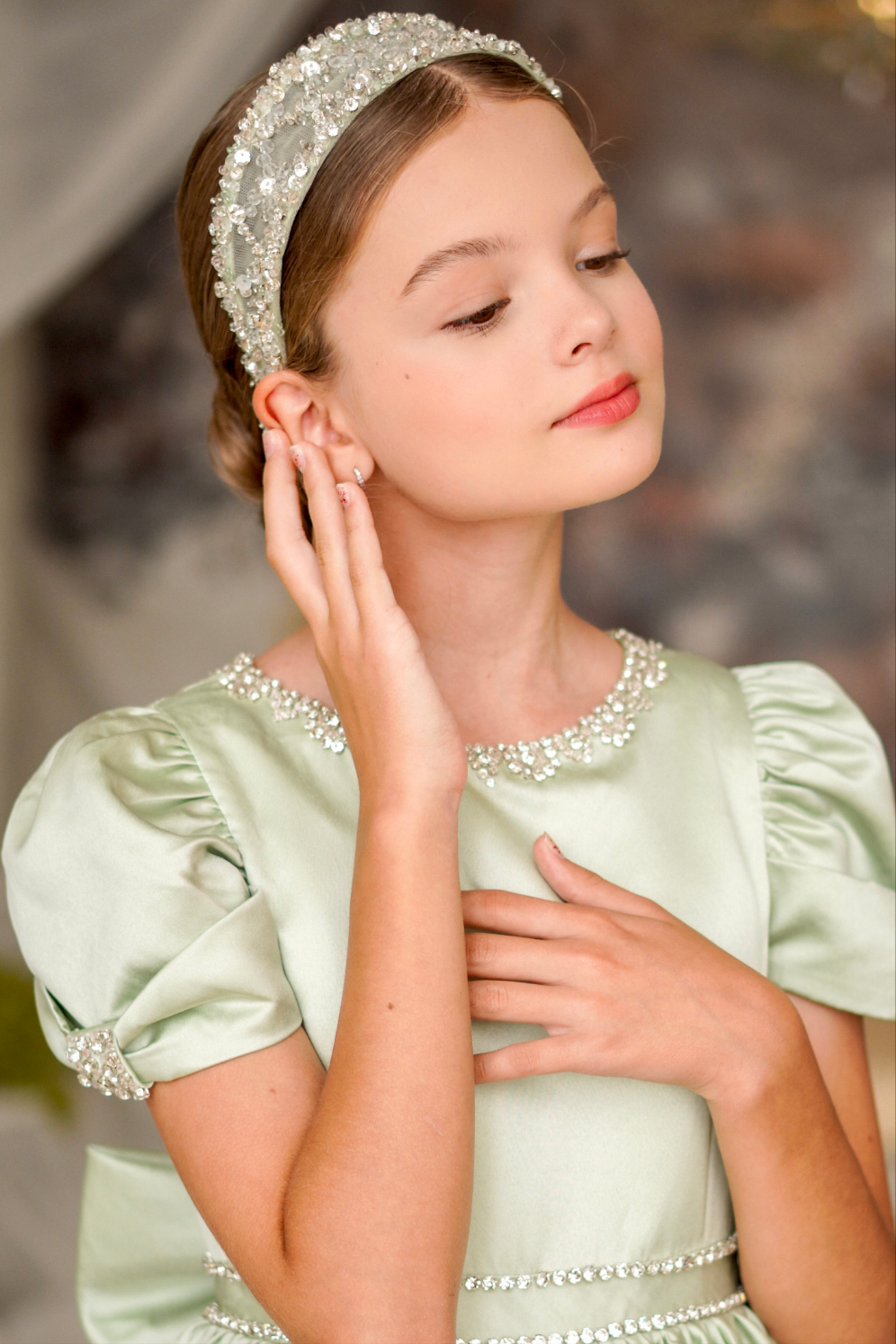 Emerald Garden Dress &amp; Matching Hairband  MK041