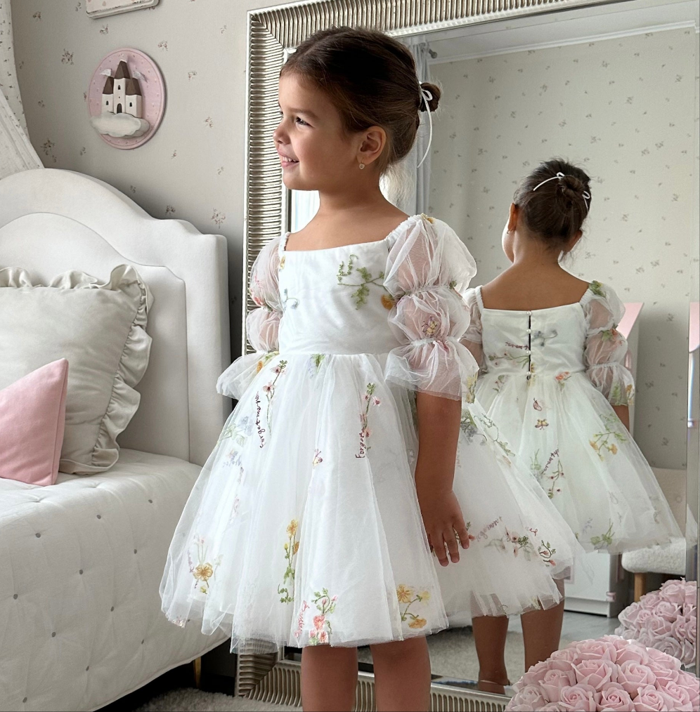 Floral White Party Dress