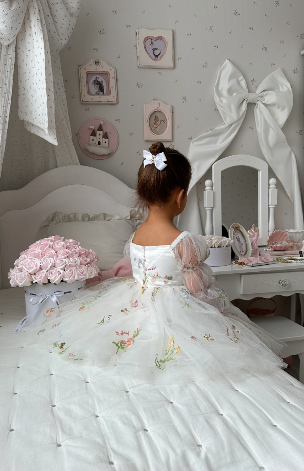 Floral White Party Dress