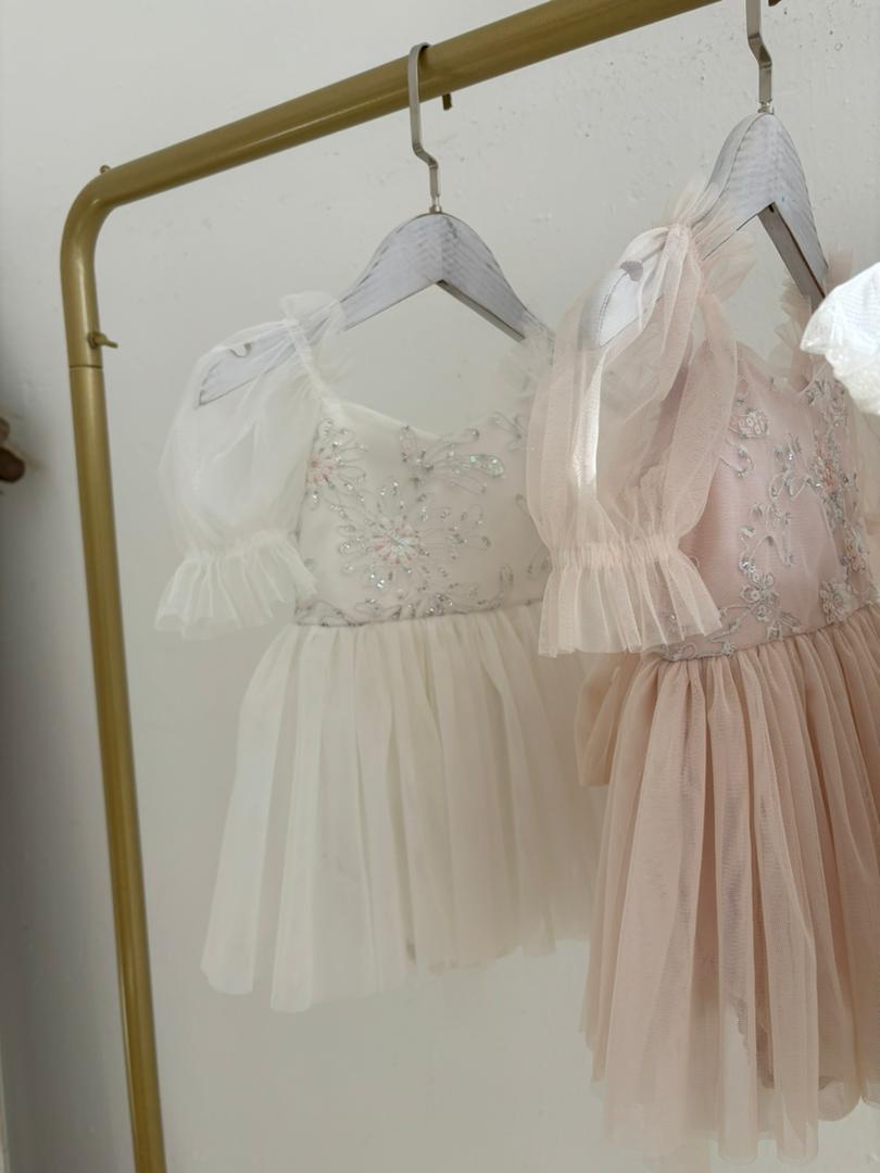 Flora Romper Dress & Matching Hair Bow (PINK)