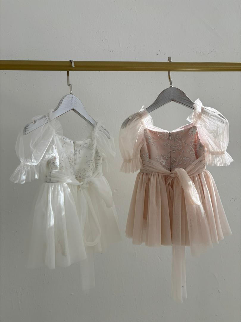 Flora Romper Dress & Matching Hair Bow (PINK)