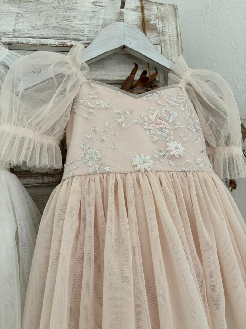 Flora-Strampelkleid und passende Haarschleife (ROSA)