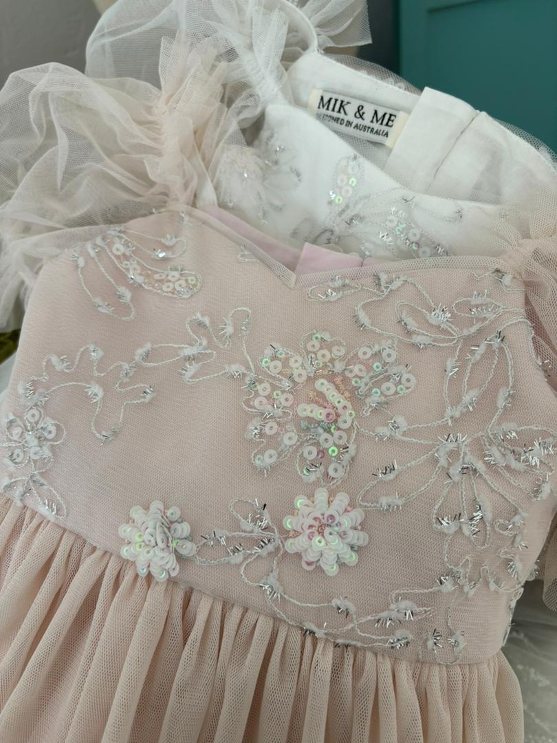 Mik & Me Exclusive - Flora Dress & Hair Clip Soft Pink