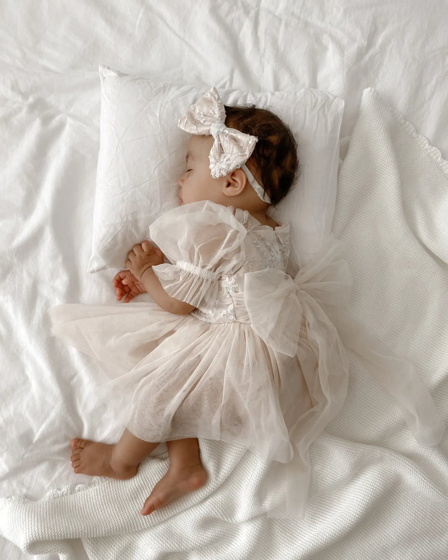 Flora Romper Dress & Matching Hair Bow (PINK)