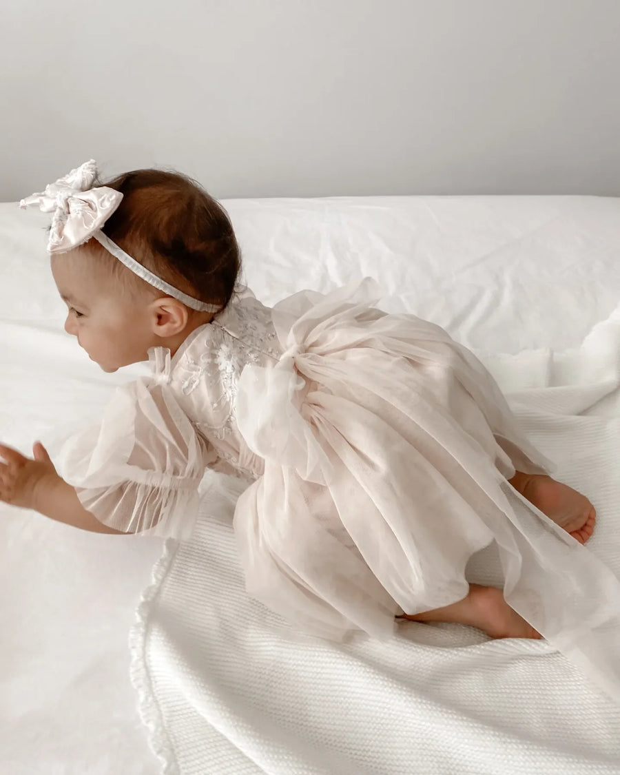 Flora Romper Dress & Matching Hair Bow (PINK)