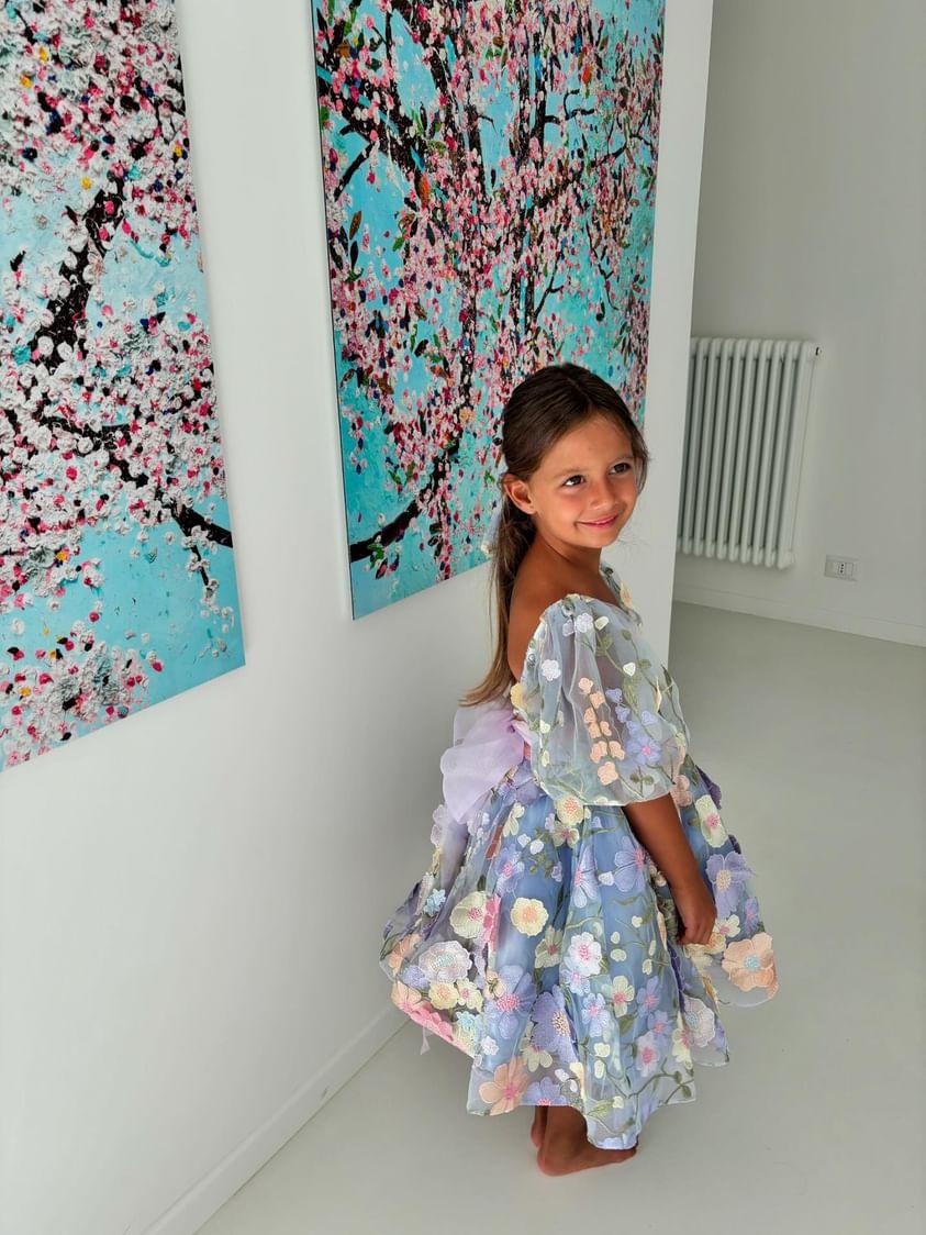 Mirabella Spitzenkleid und Haarschleife – Lilac Love (Auf Bestellung gefertigt)