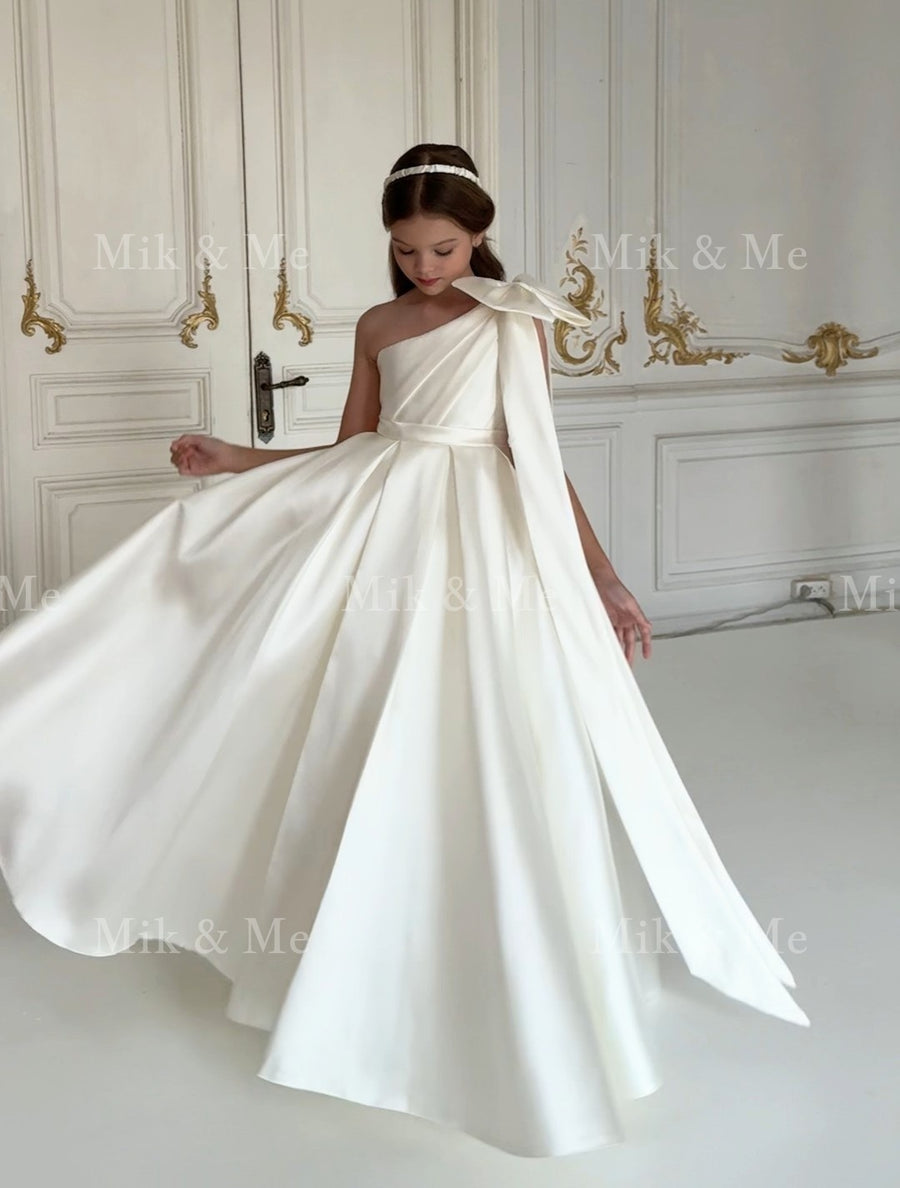 Jasmine Ivory Satin Girls Special Occasion Dress (Made to order)