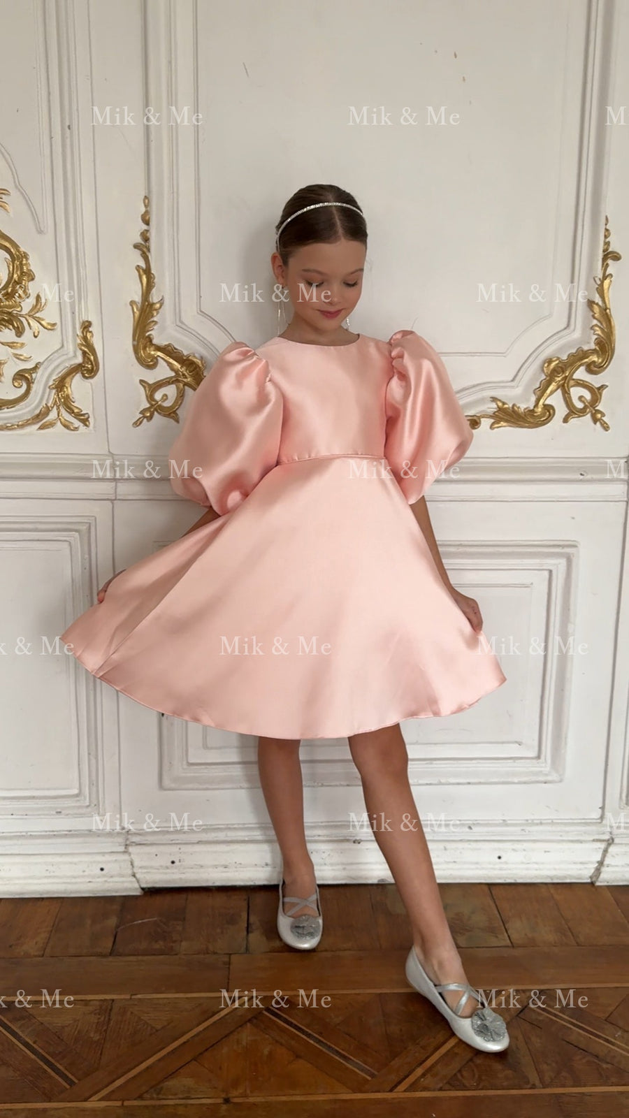 Beatrice Special Occasion Satin Girls Dress (Made to order)
