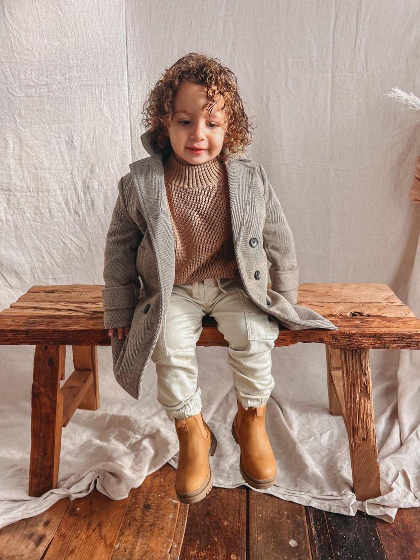 Boys Winter Luxe Coat - Tan Size 2-12 Years